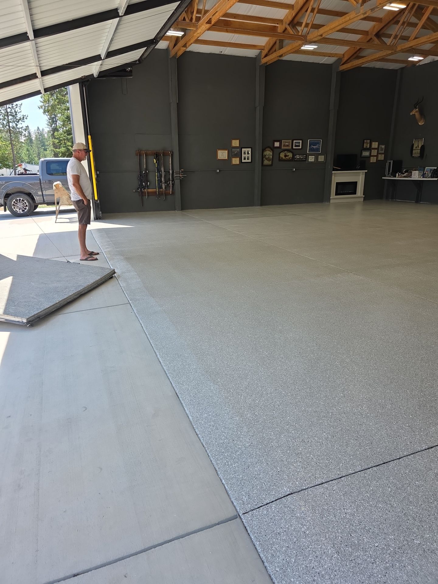 Airplane Hanger using Limestone Hybrid by Croc Coatings, LLC