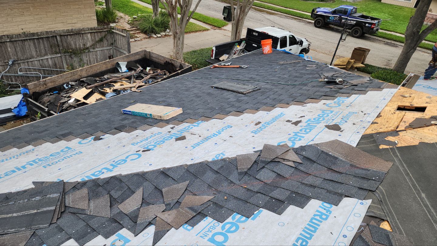 Residential Roofing Installation using Certainteed Landmark Moire Black by Galvan Roofing and Construction