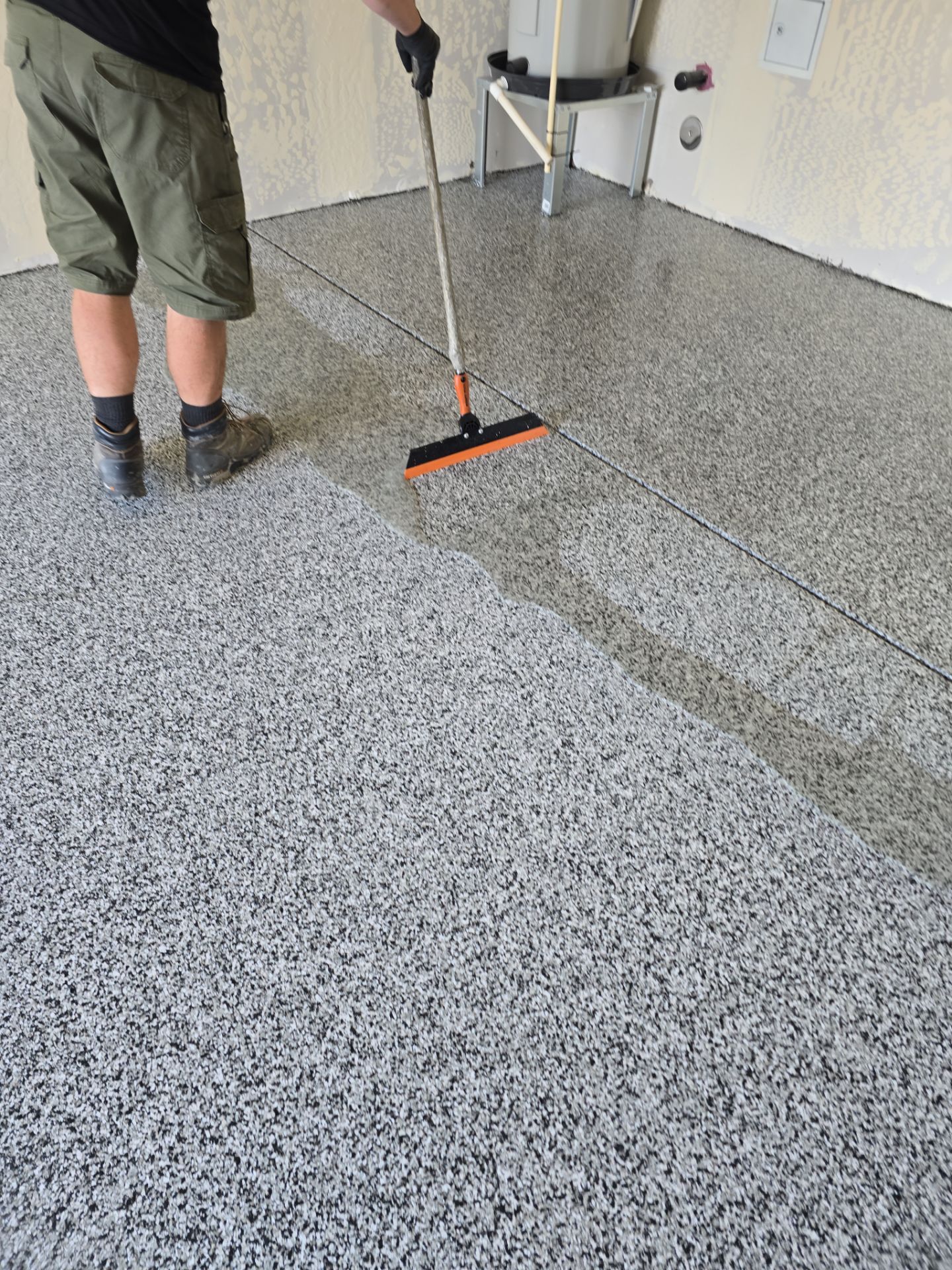 Domino 1/4-Inch Chip Garage Floor Coating in Coeur d'Alene by Croc Coatings, LLC