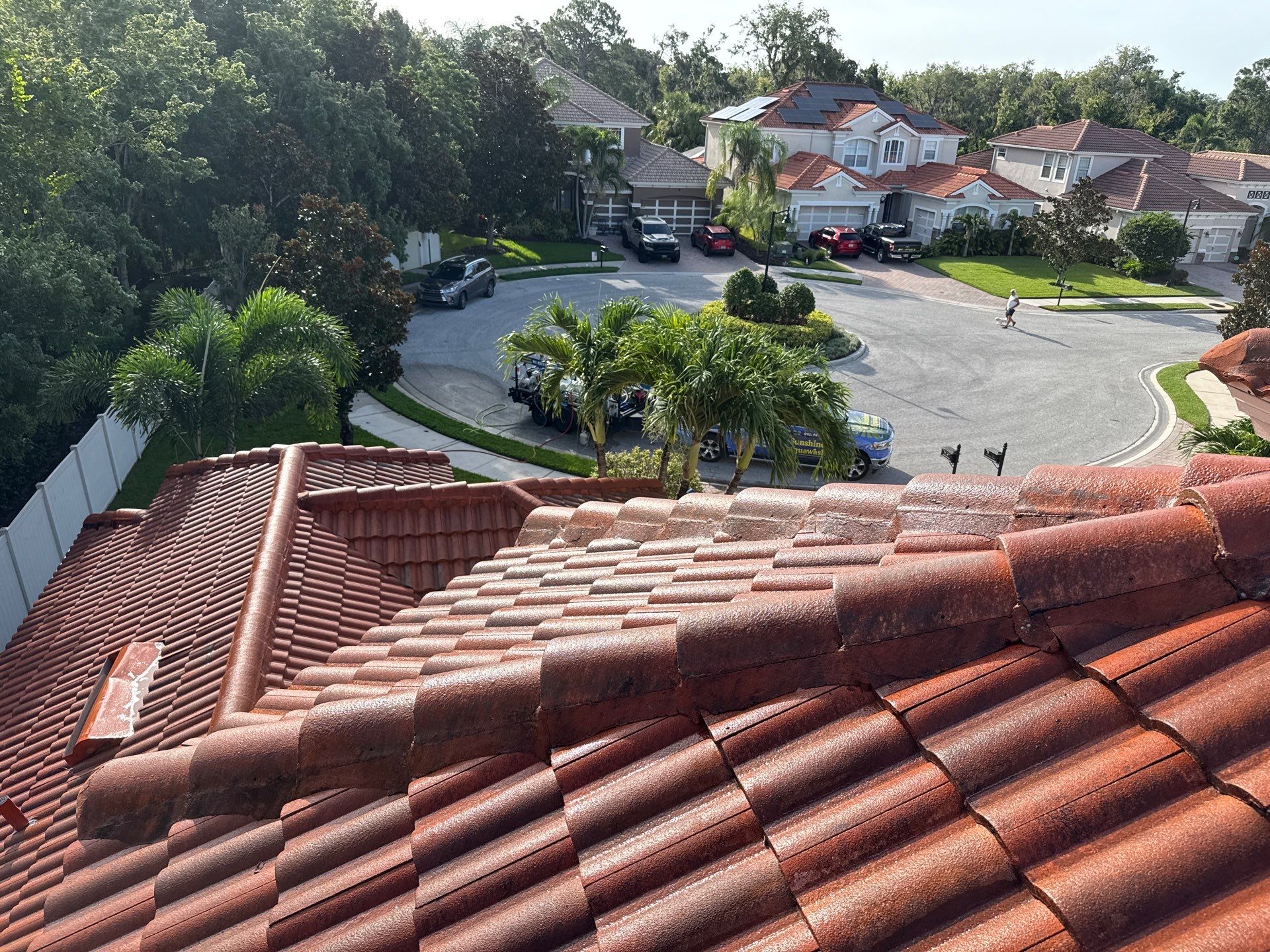 Soft Wash Tile Roof Cleaning in Sonoma Community, Sarasota, FL by Sunshine AquaWash
