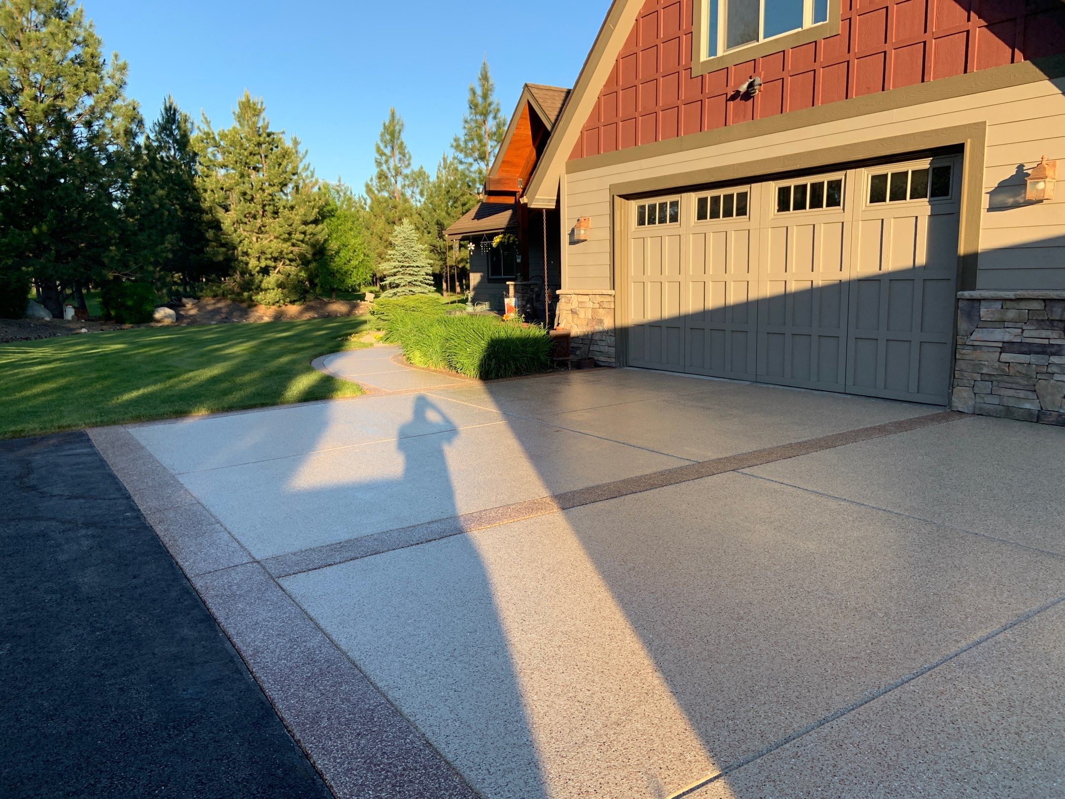 Driveway using Pecan and Chestnut Trim by Croc Coatings, LLC