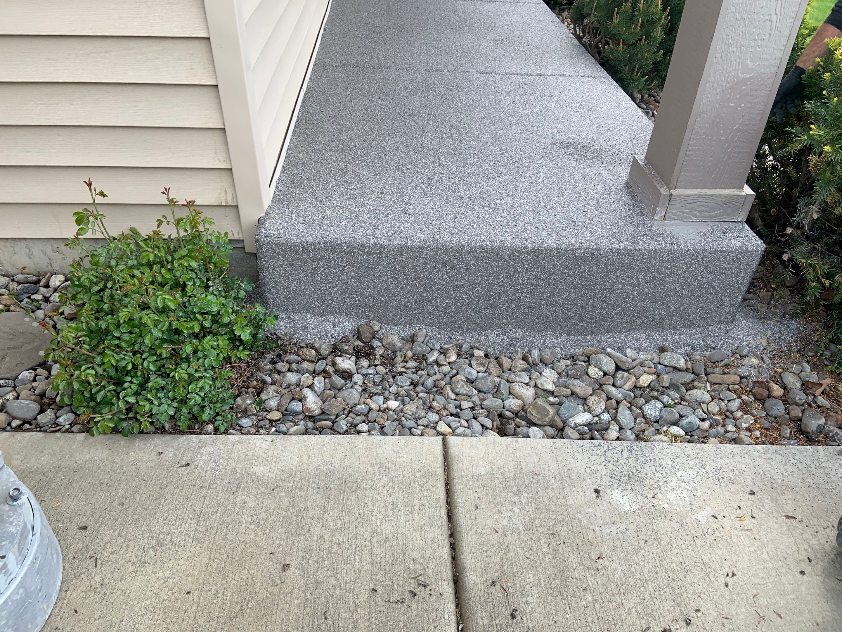 Garage Transformation using Pebble Beach and Front Porch using Greystone by Croc Coatings, LLC