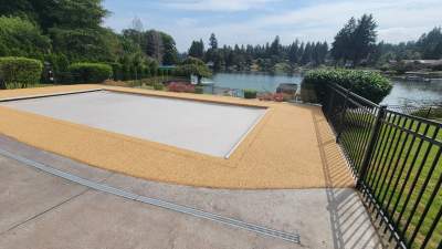 Pool Deck with Rubber Stone Finish 