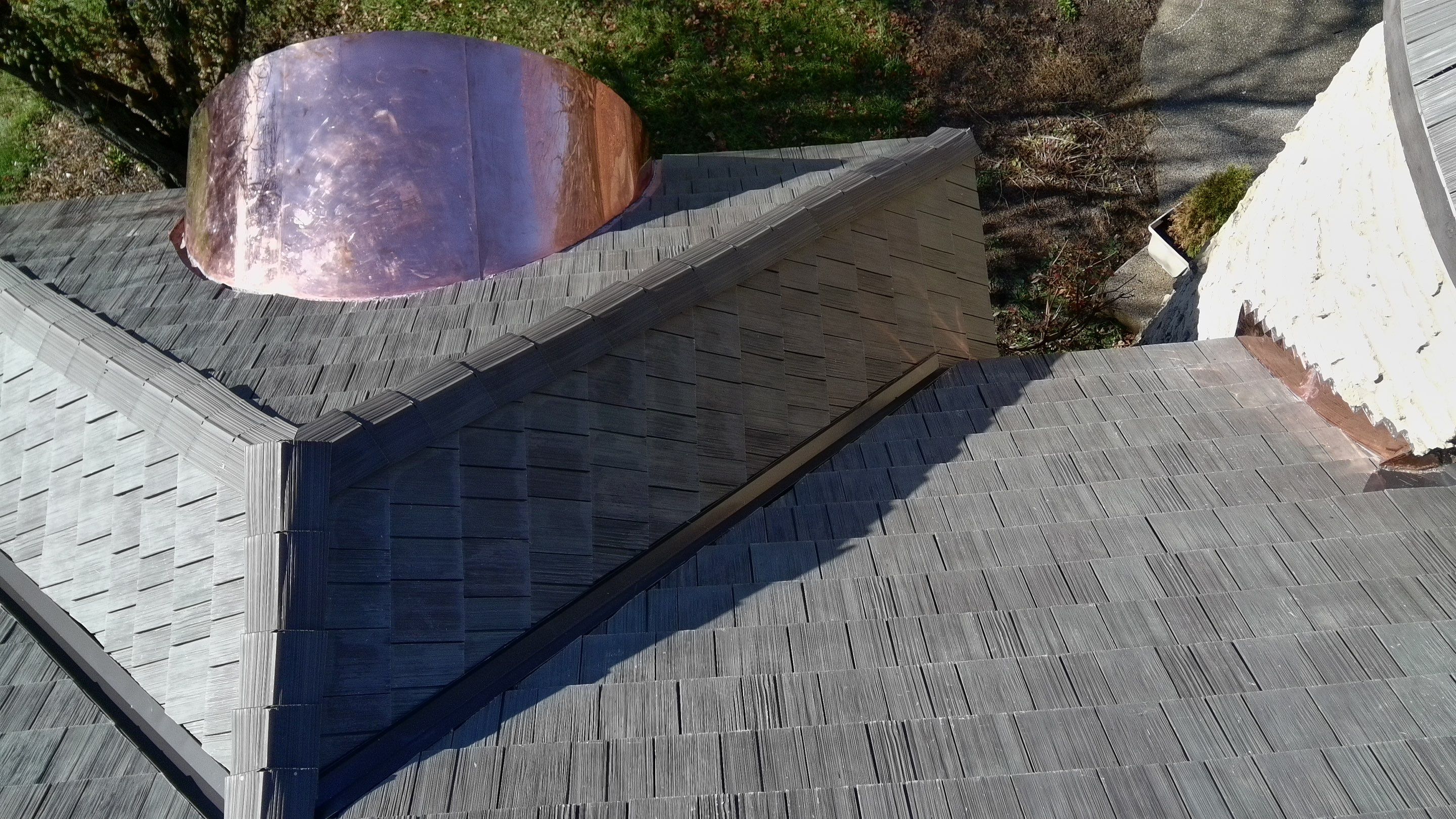 Re-roof: Synthetic Shake & Custom Copper by Midwest Building Solutions