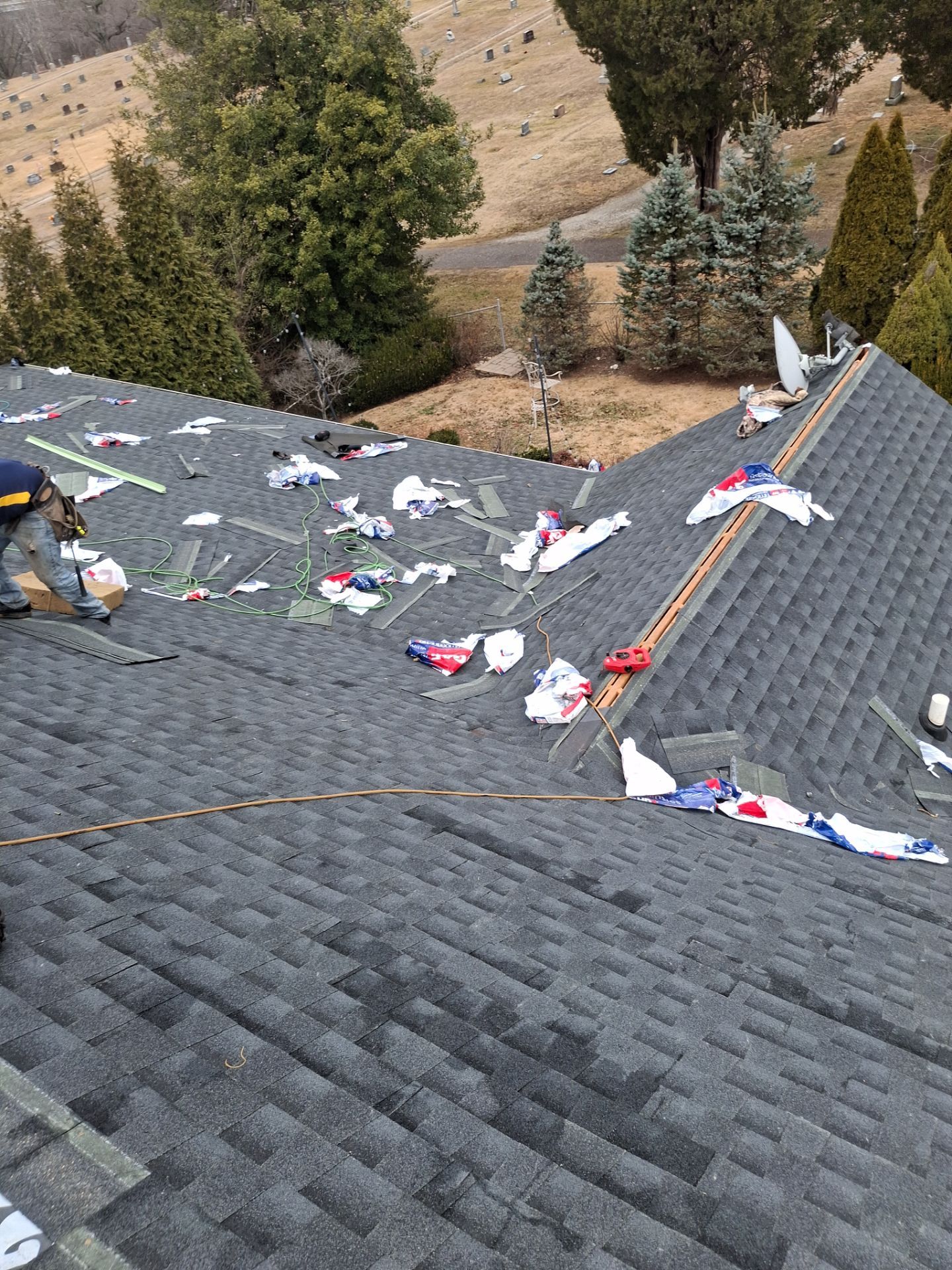 Residential Roofing Installation using GAF Timberline HDZ Charcoal by Rainstoppers Roofing