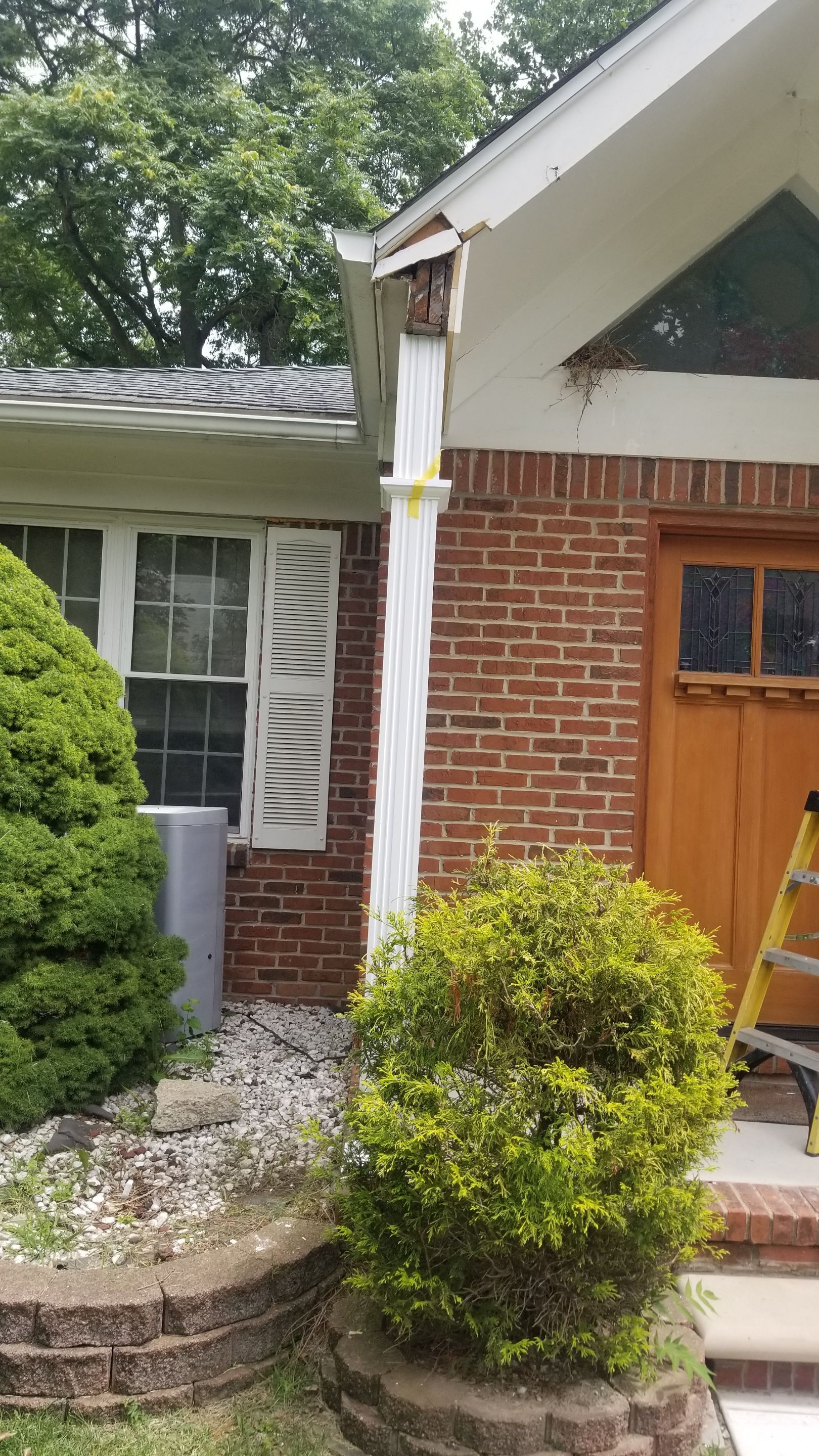 Replace old columns new carpentry repair door masonry limestone steps in Dearborn, MI by Northwest Construction 