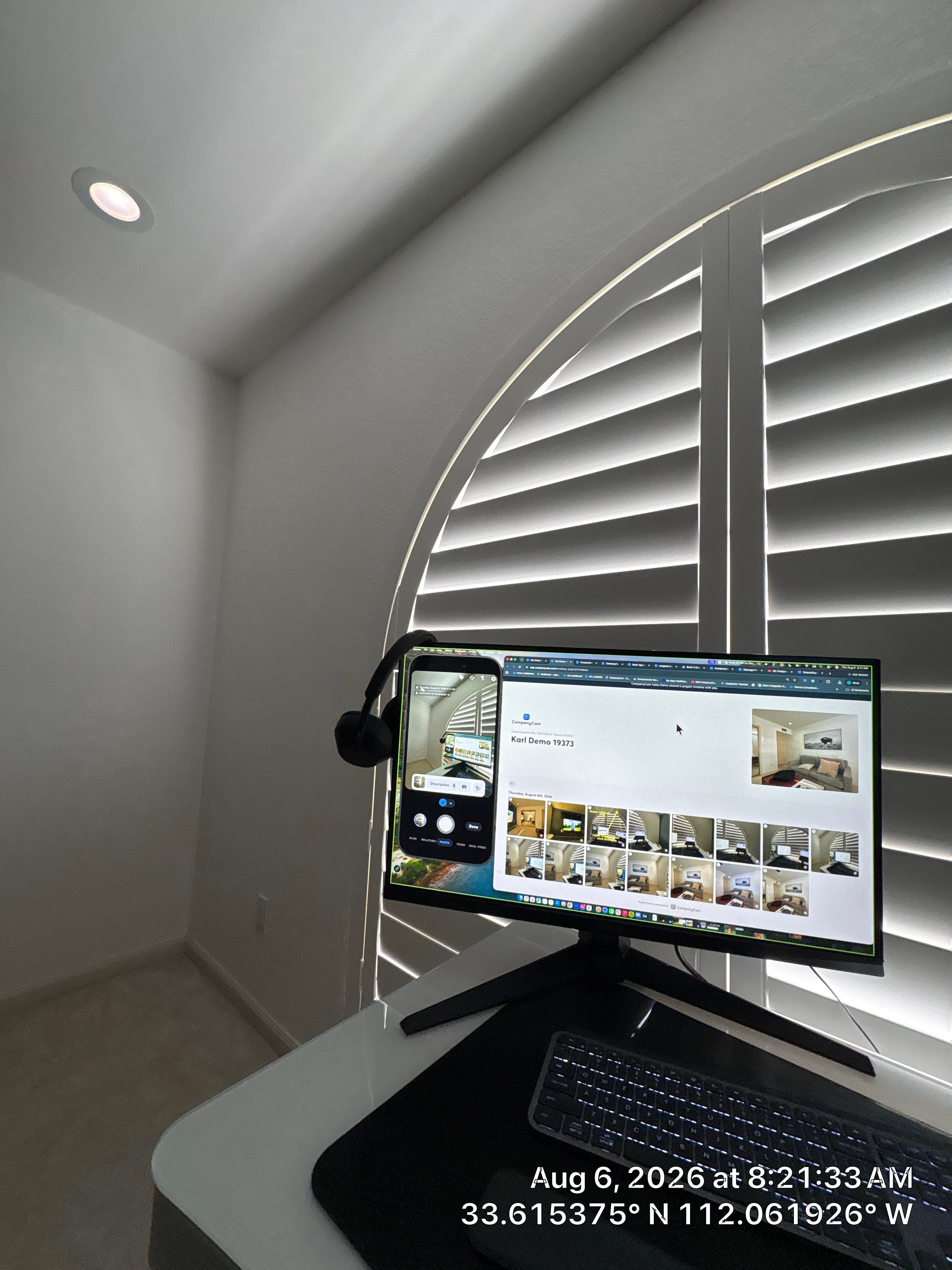 Custom Home Office Setup and Media Wall Integration in Phoenix by CompanyCam Sales Demo