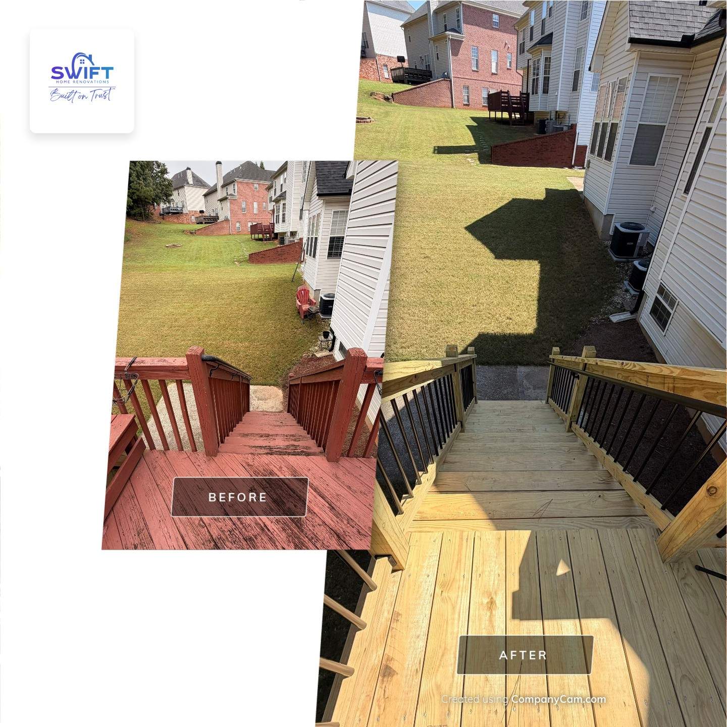 Elevated Pressure-Treated Deck and Staircase Rebuild in Douglasville by Swift Home Renovations