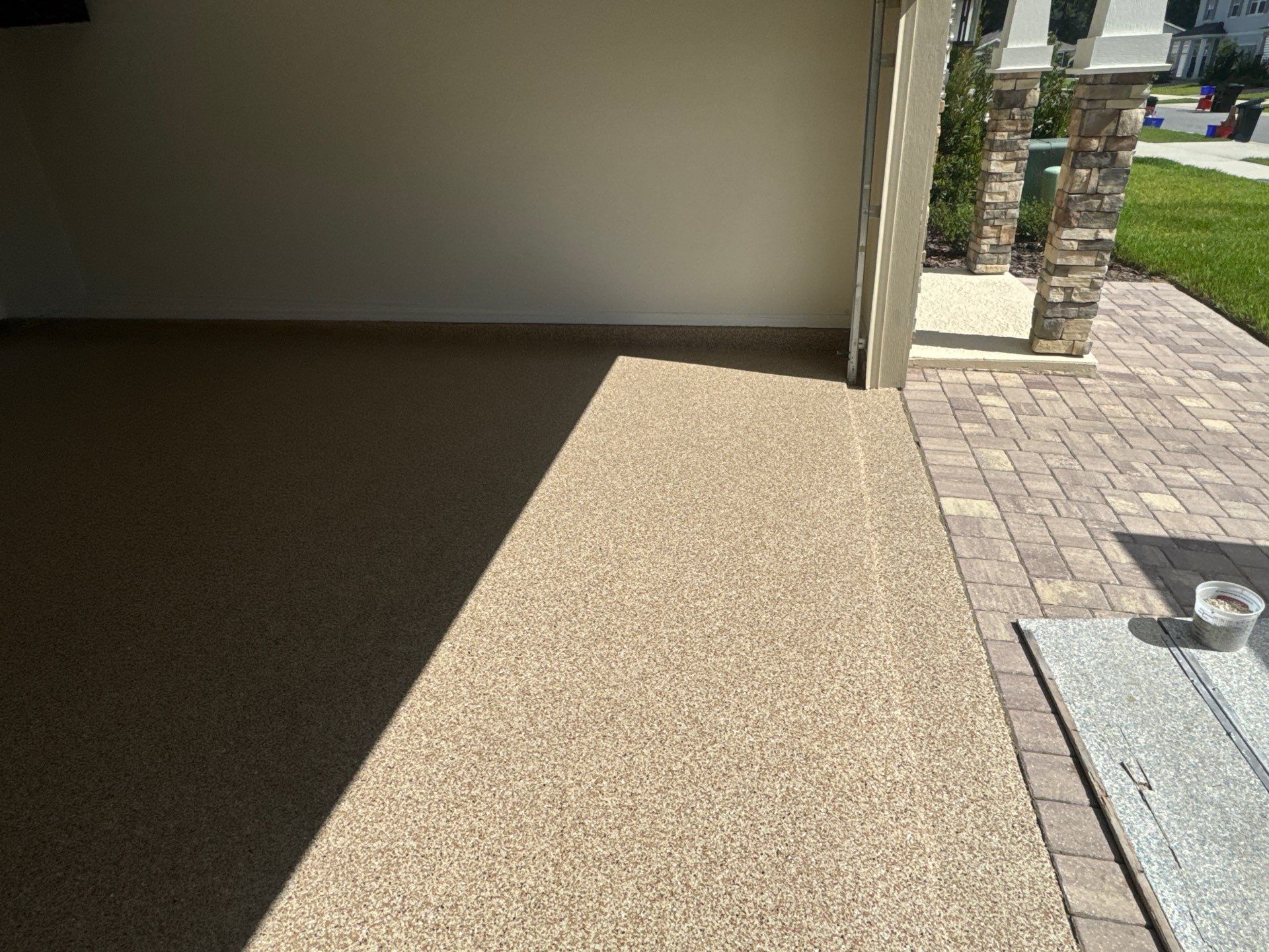 Garage Project in Newberry, FL in Pecan by Cross Creek Concrete Coatings