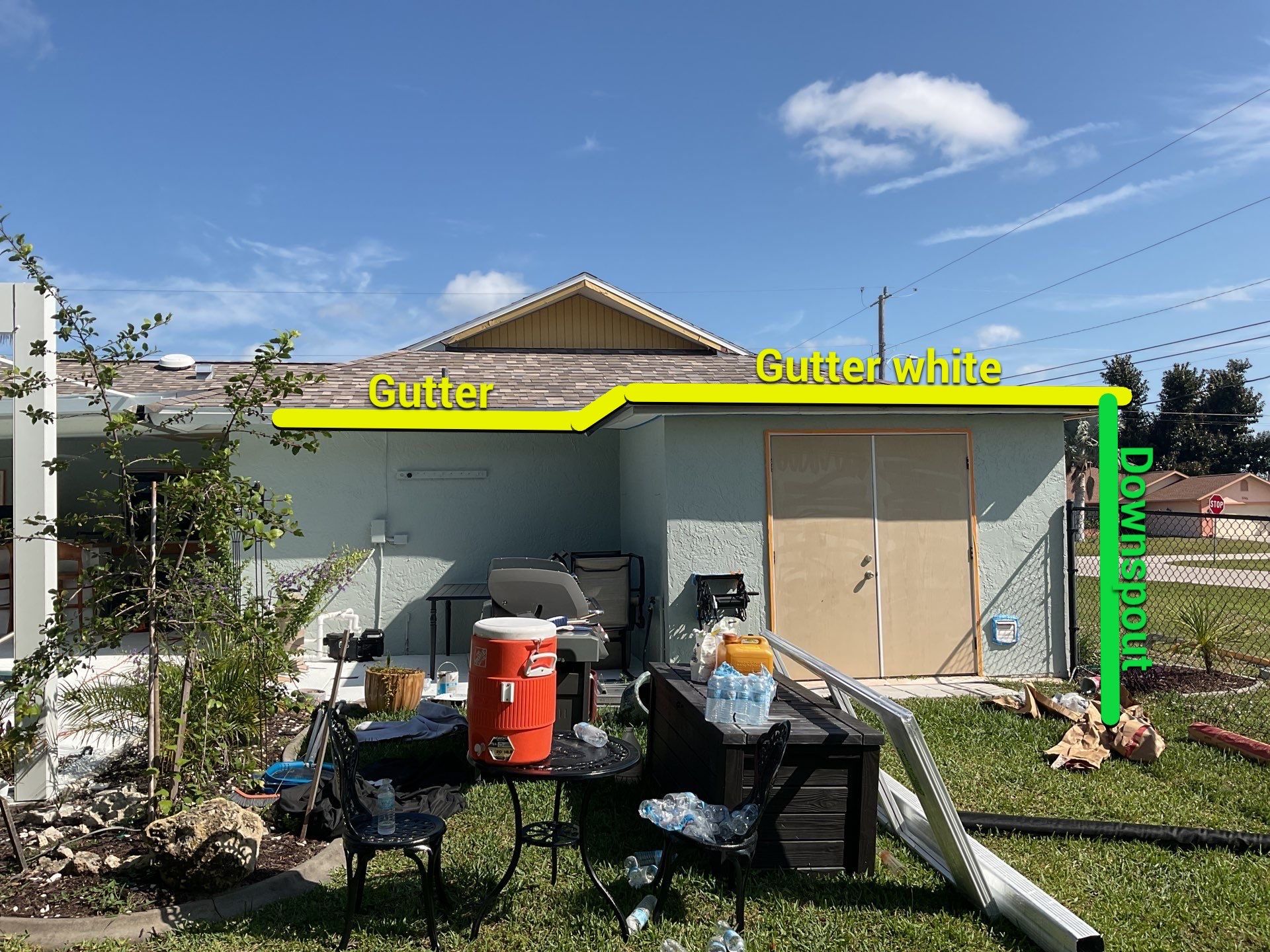 Downspout Installation using 3X4 Elbow Downspout in Cape Coral FL by Gutter Professors