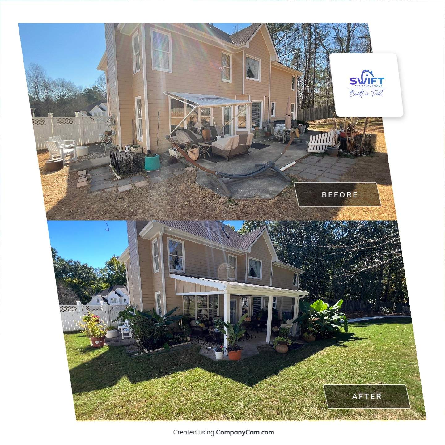 Custom Covered Patio and Shed Roof Installation in Ellenwood by Swift Home Renovations