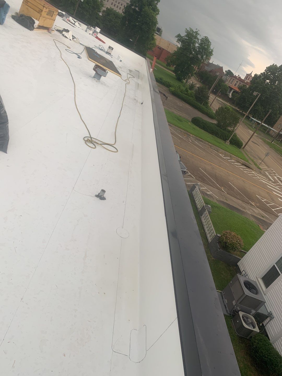 Commercial Roofing Installation using 50 mil PVC by Hostetler Roofing
