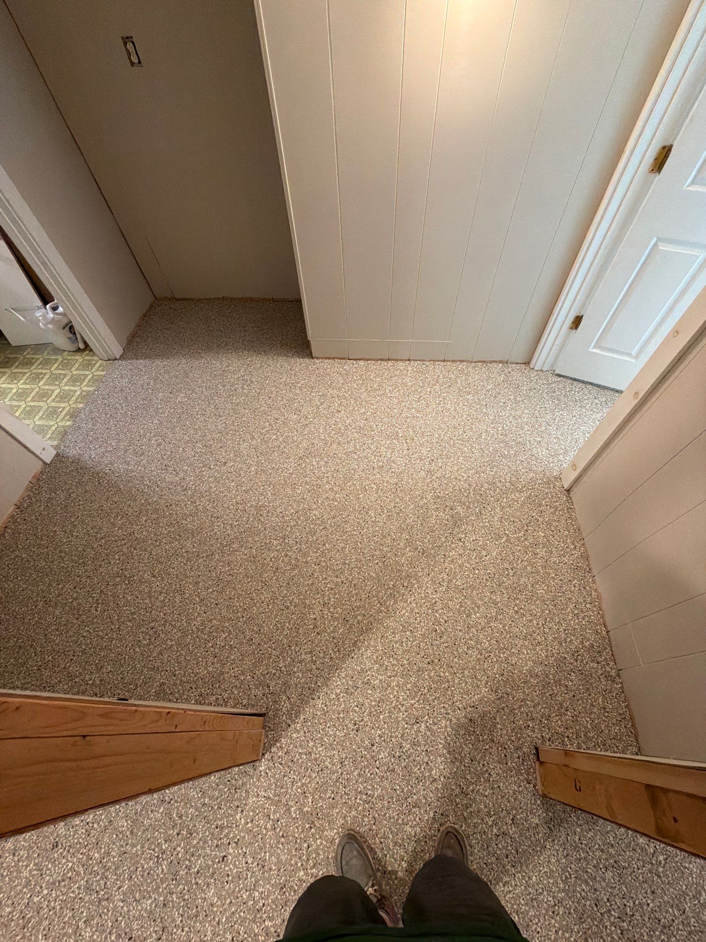 Custom Epoxy Flake Floor Installation for Spring Lake Residence by Gordon Painting