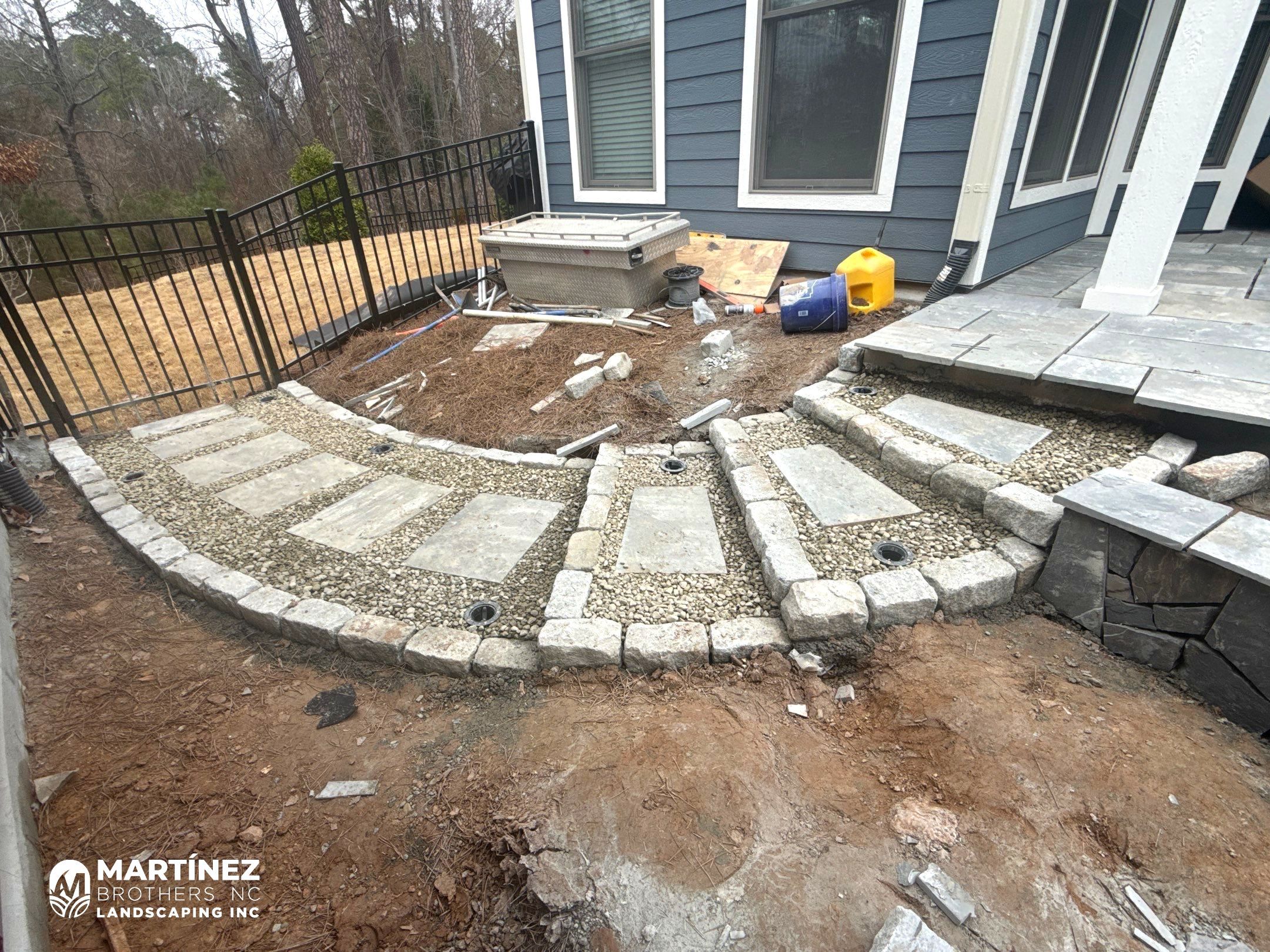 Hardscape lighting in Chapel Hill by Martinez Brother’s Nc Landscaping Inc