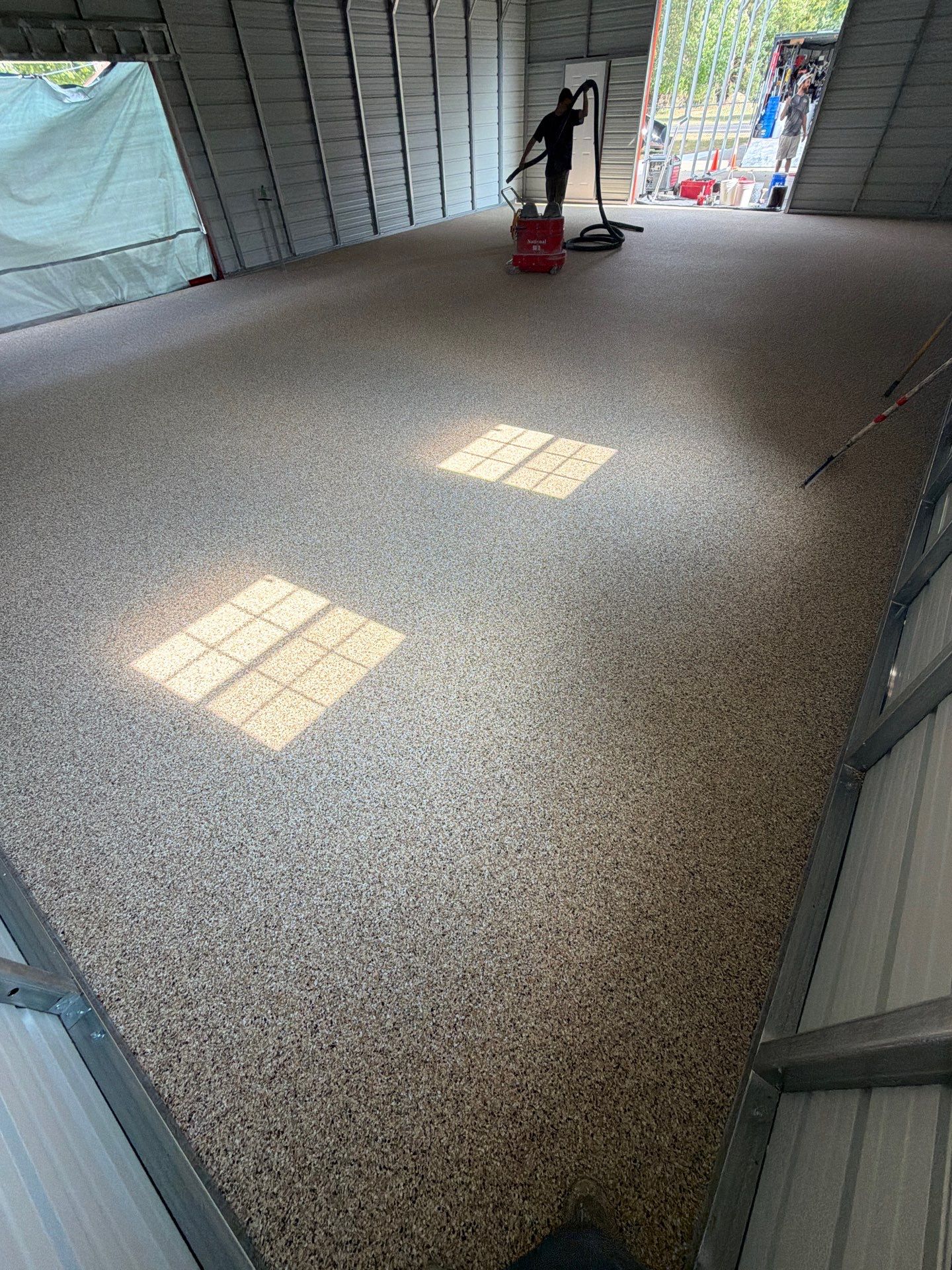 Custom Epoxy Flake Floor Coating for Norton Shores Workshop by Gordon Painting