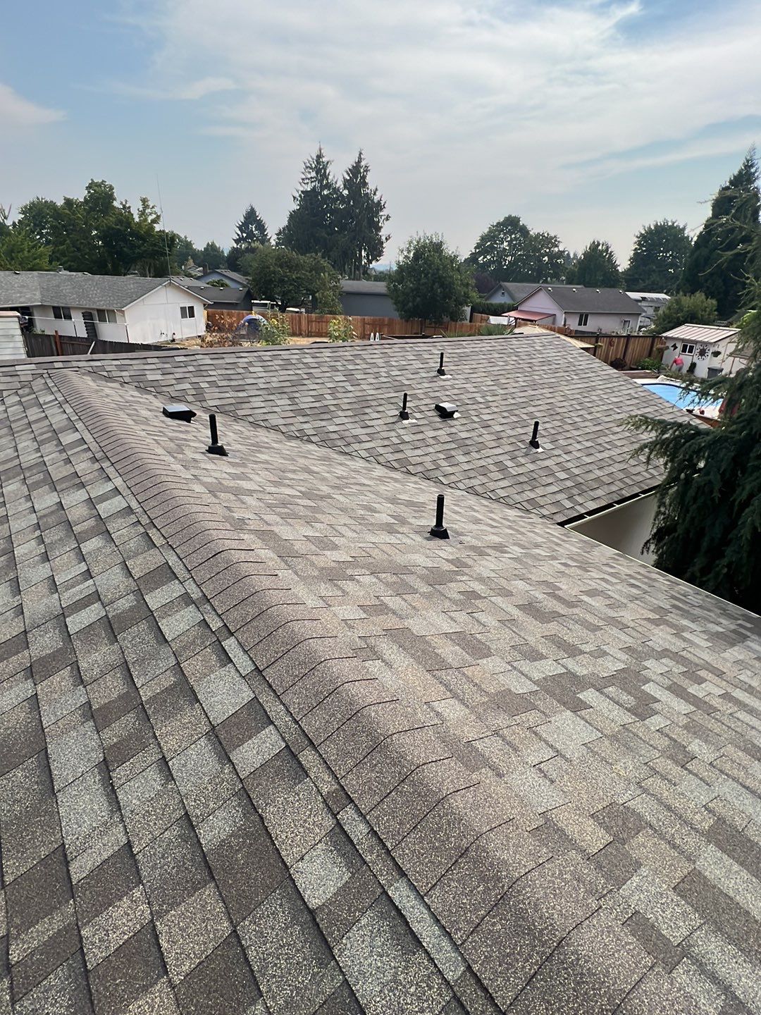 Residential Roofing Installation using Owens Corning Duration Shingles In "Driftwood".  by BEST Roofing & Waterproofing