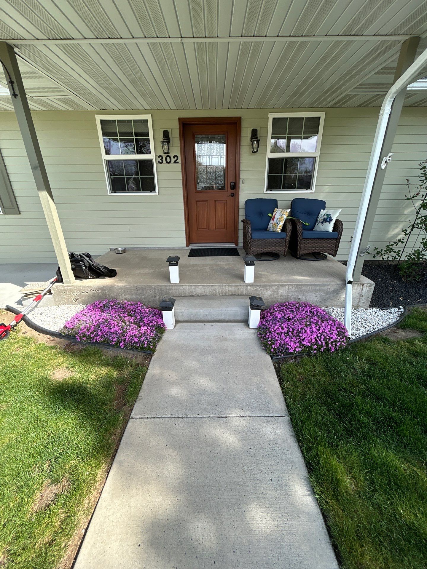 Front Porch and Entryway Transformation With Pebble Beach Flake Coating by Croc Coatings, LLC