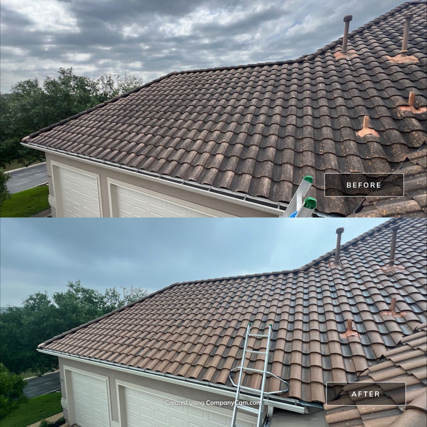Tile Roof Wash Project in San Antonio by Bright Choice