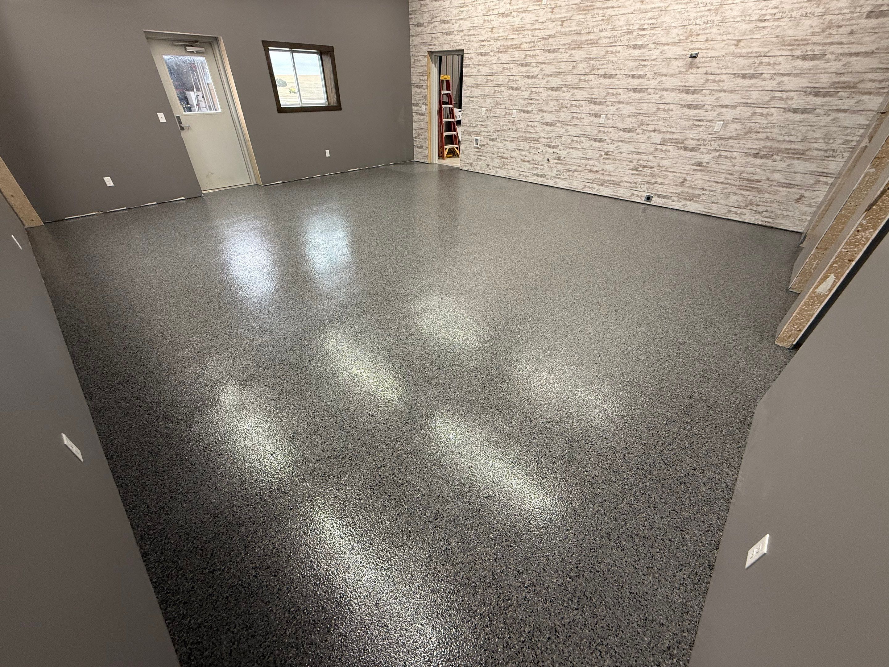 Nightfall Flake Floor Coating Installation in Draper by Select Painting, Coatings & Garage Cabinets