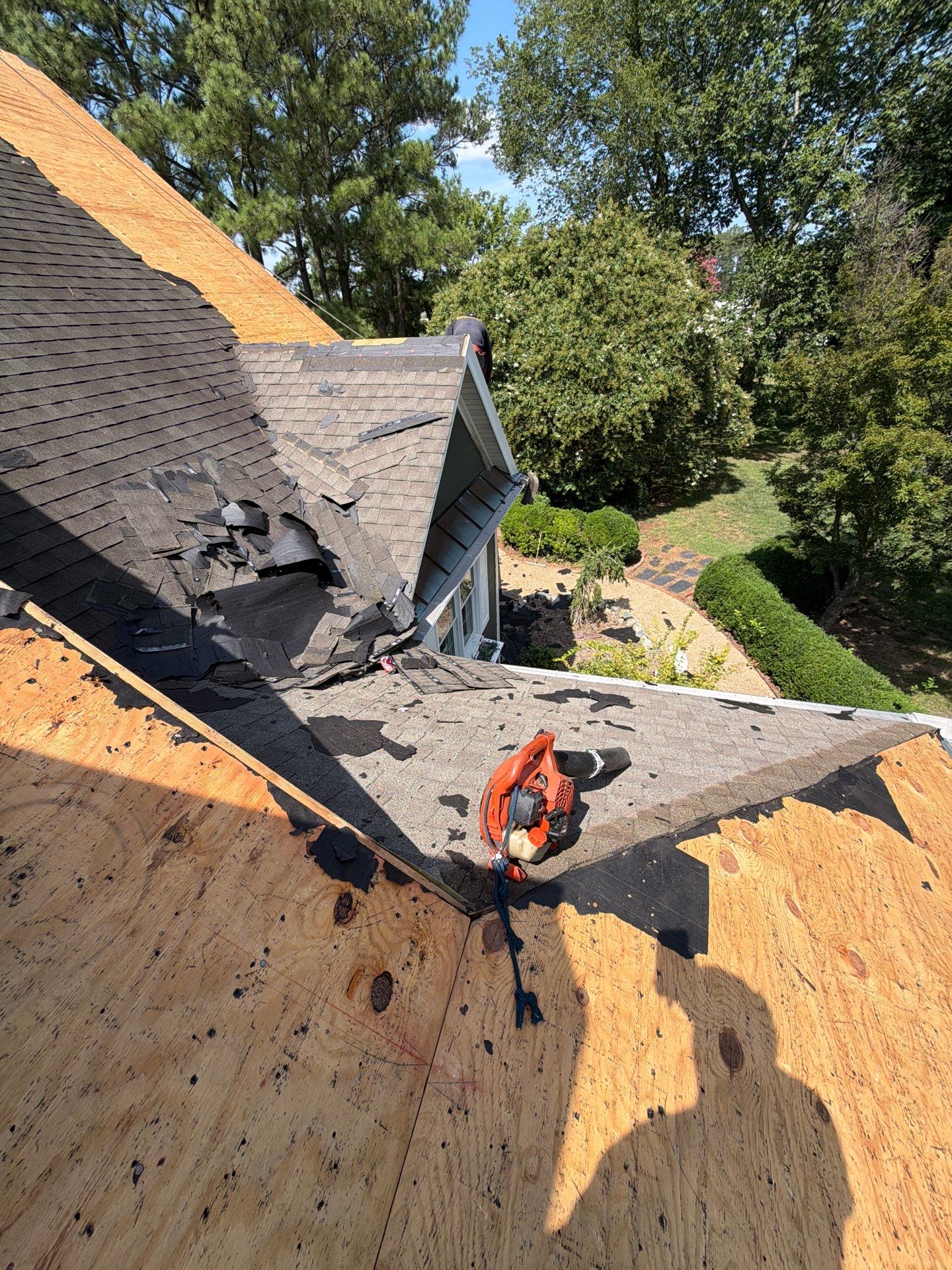 Roof Replacement and White Gutter Installation in Gloucester by Cade Construction