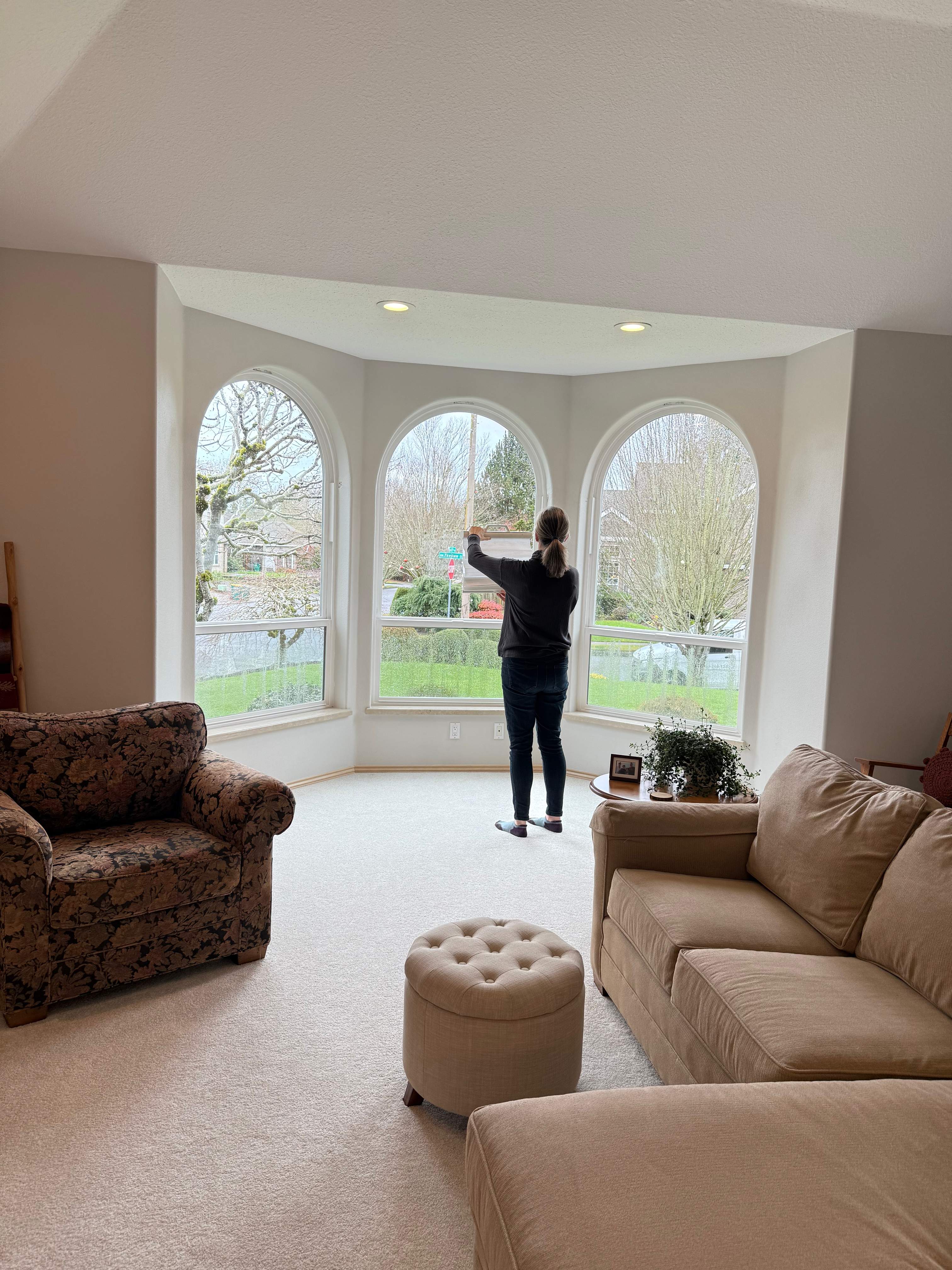 Roman shades in Cedar Hills brightens a view by Budget Blinds Central Portland