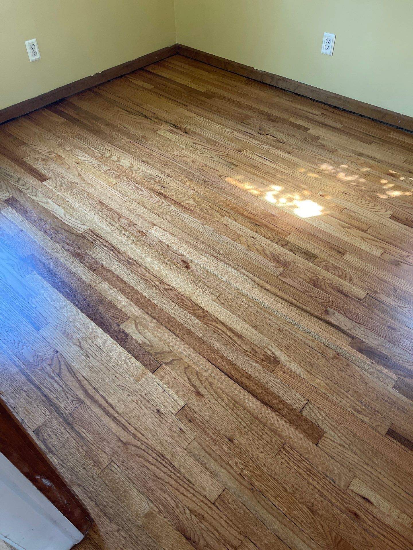 Hardwood flooring sanding using 2 1/4" Red oak flooring Golden Oak Stain by Ann Arbor Hardwoods