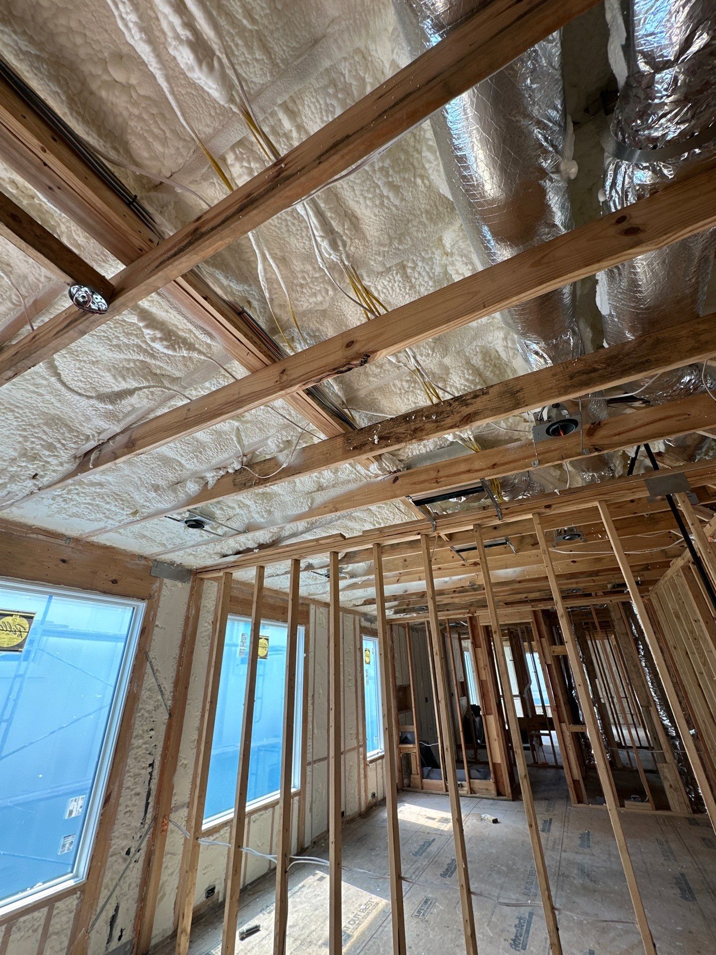 Open cell spray foam job completed at this beautiful custom home in Dallas TX by Apex Insulation Solutions