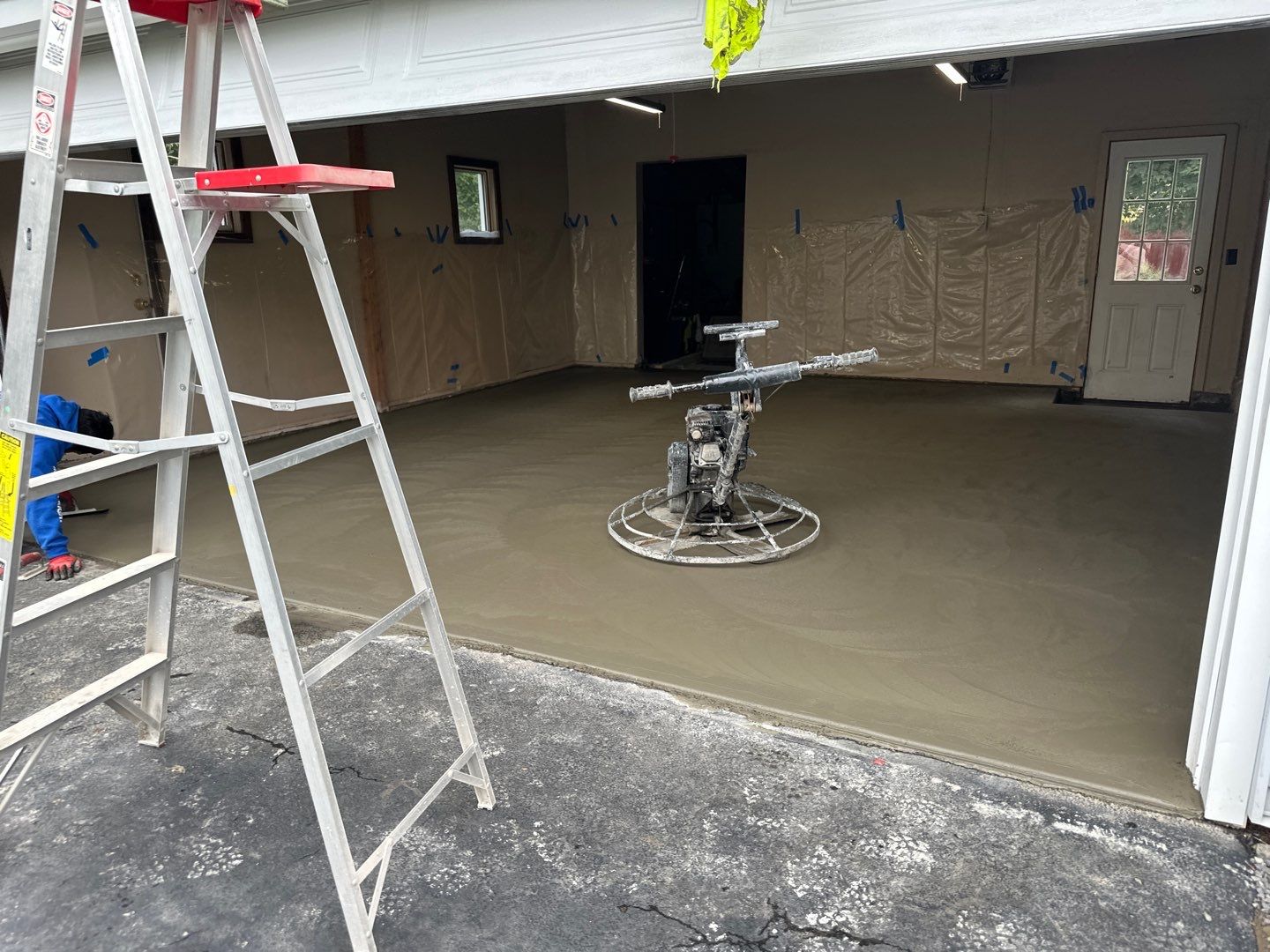Concrete garage floor replacement and wall repair by NG Masonry & Construction LLC