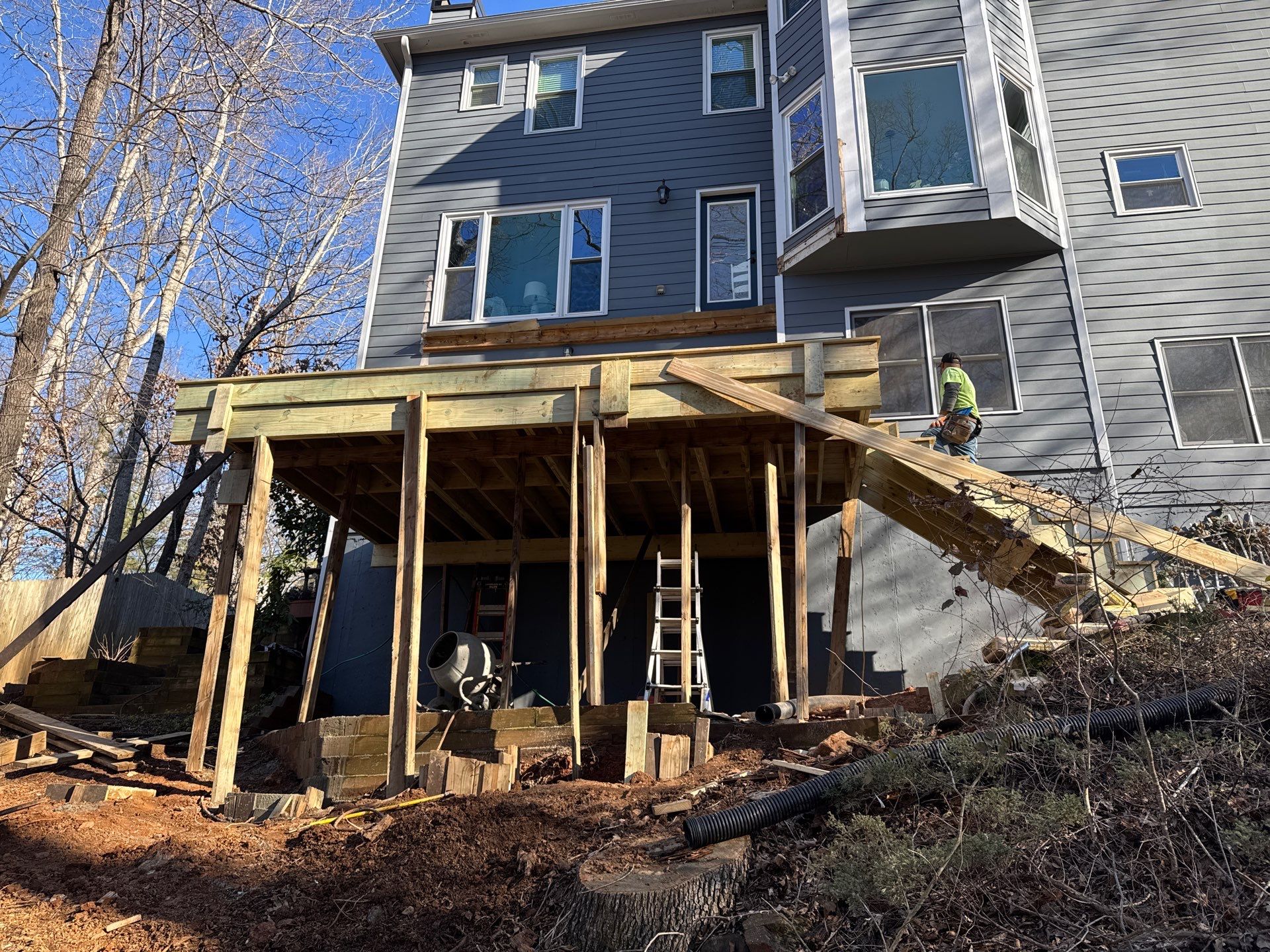 Two-Story Pressure-Treated Wood Deck Installation in Acworth, Georgia by Swift Home Renovations
