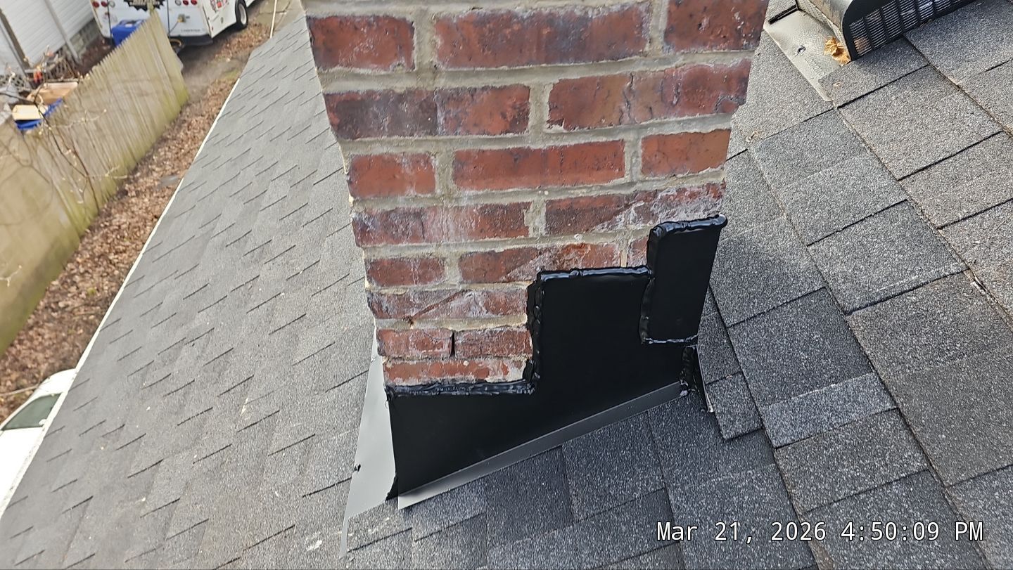 Flat Roof Installation and Chimney Counterflashing Installation by Eagle Eye Roofing