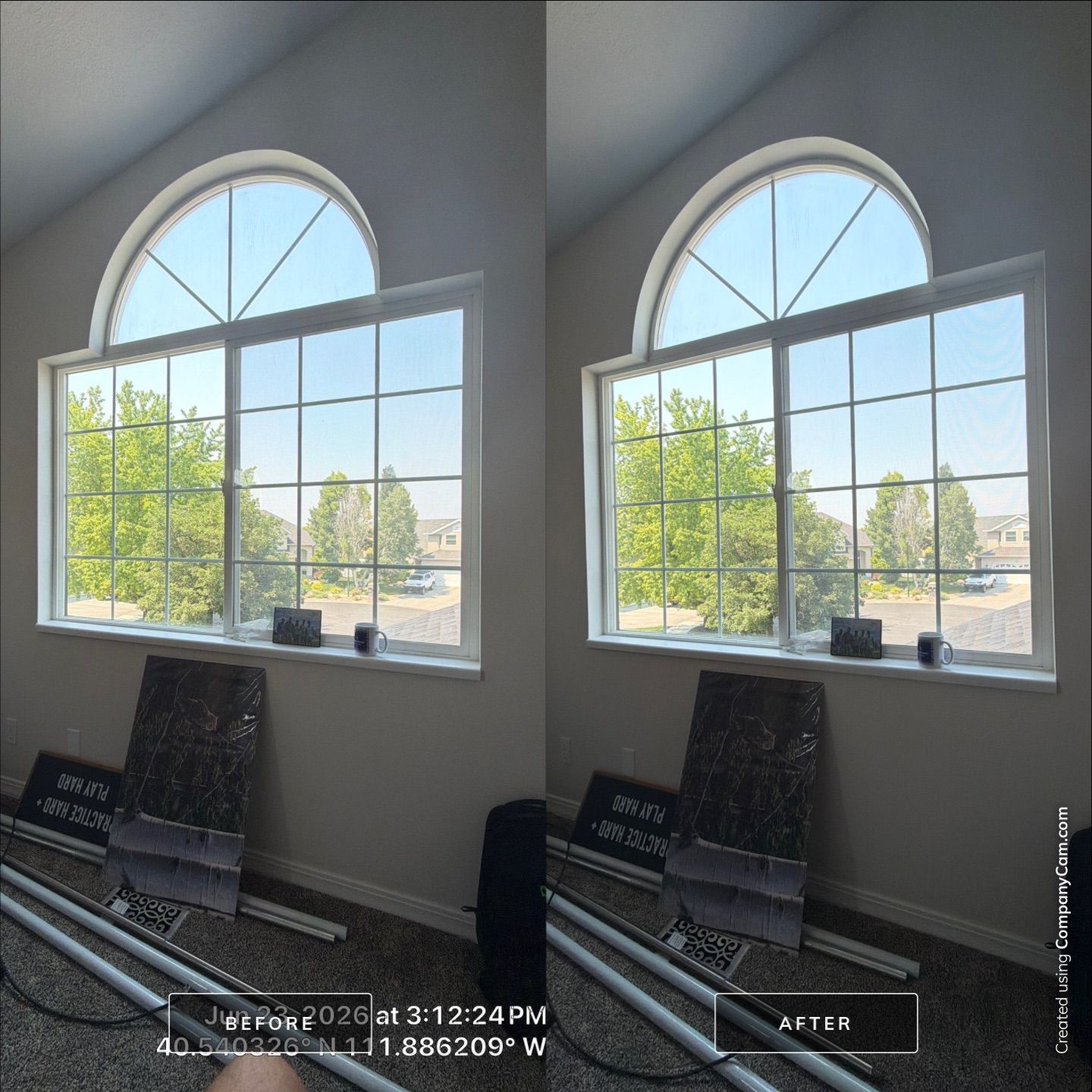 Residential Arched Window Installation in Draper Utah by CompanyCam Sales Demo