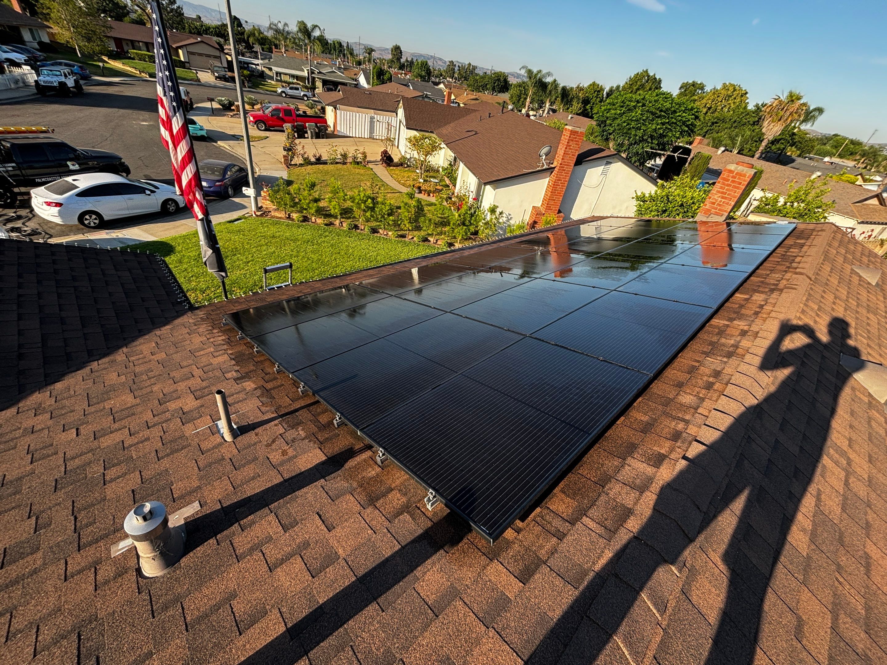 Residential Solar Panel Cleaning in Chino California by Palm Coast Solar Cleaning