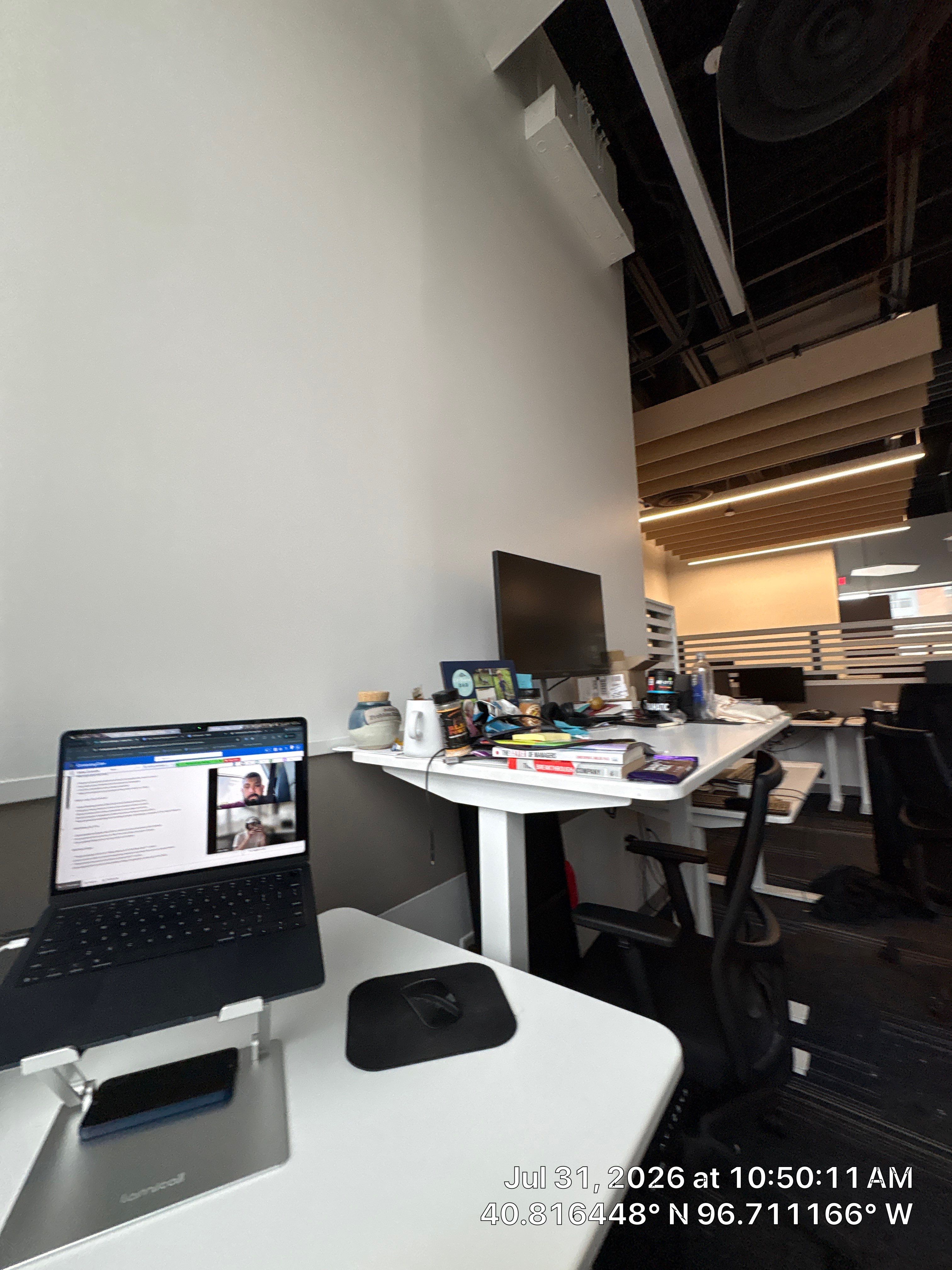 Modern Open-Plan Office Remodel with Acoustic Ceiling Baffles by CompanyCam Sales Demo