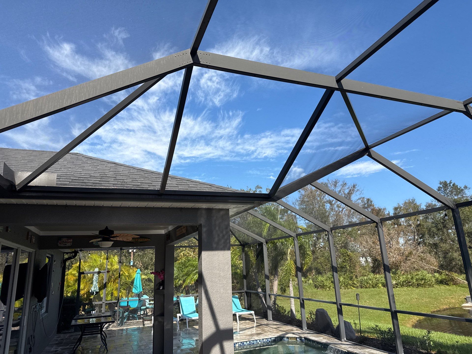 Travertine Pool Deck and Screen Enclosure Cleaning in Ellenton, FL | Oakleaf Hammock Community by Sunshine AquaWash