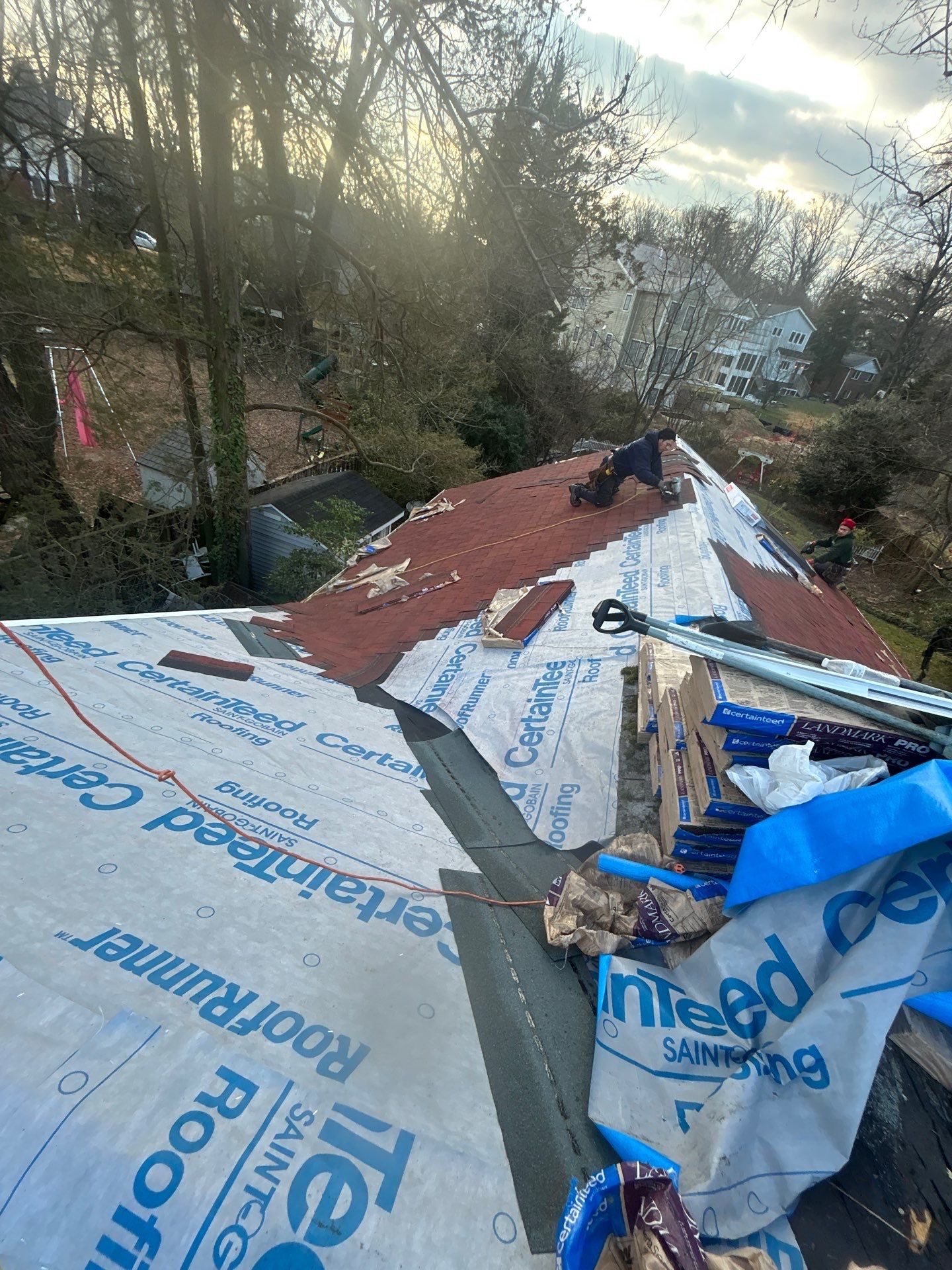 Arlington :Residential Roof Replacement with CertainTeed Landmark Pro in Max Def Red Oak  by RM Banning, Inc.