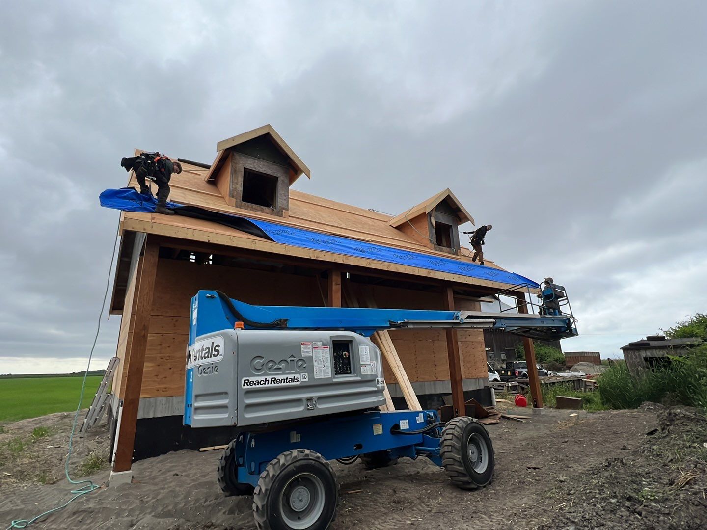 Agricultural Roofing Installation using 12" Prolok metal  by Top Notch Roofing Inc