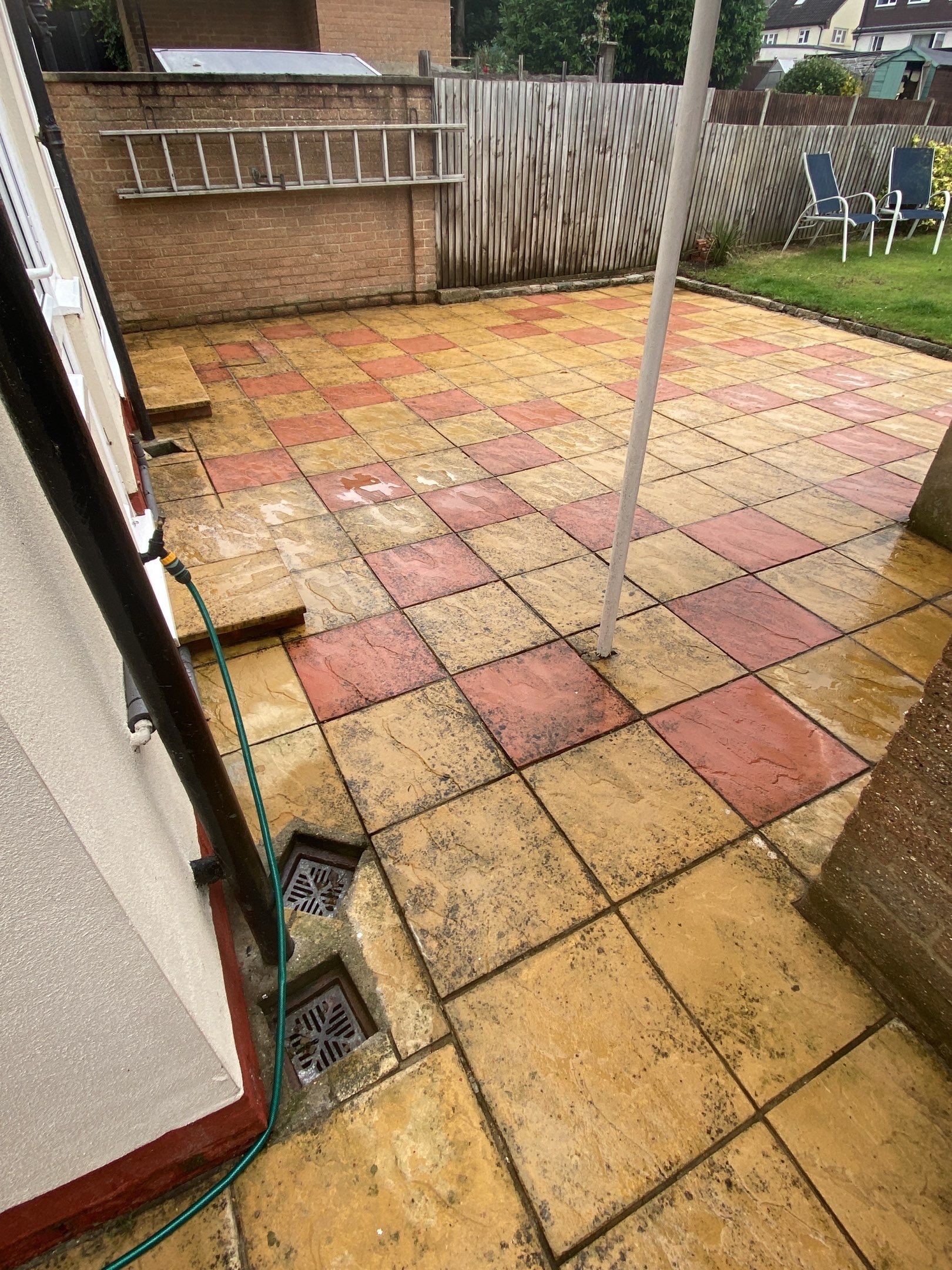 Patio Clean using Mosmatic Flat Surface Cleaner by Ges Exterior Cleaning ltd