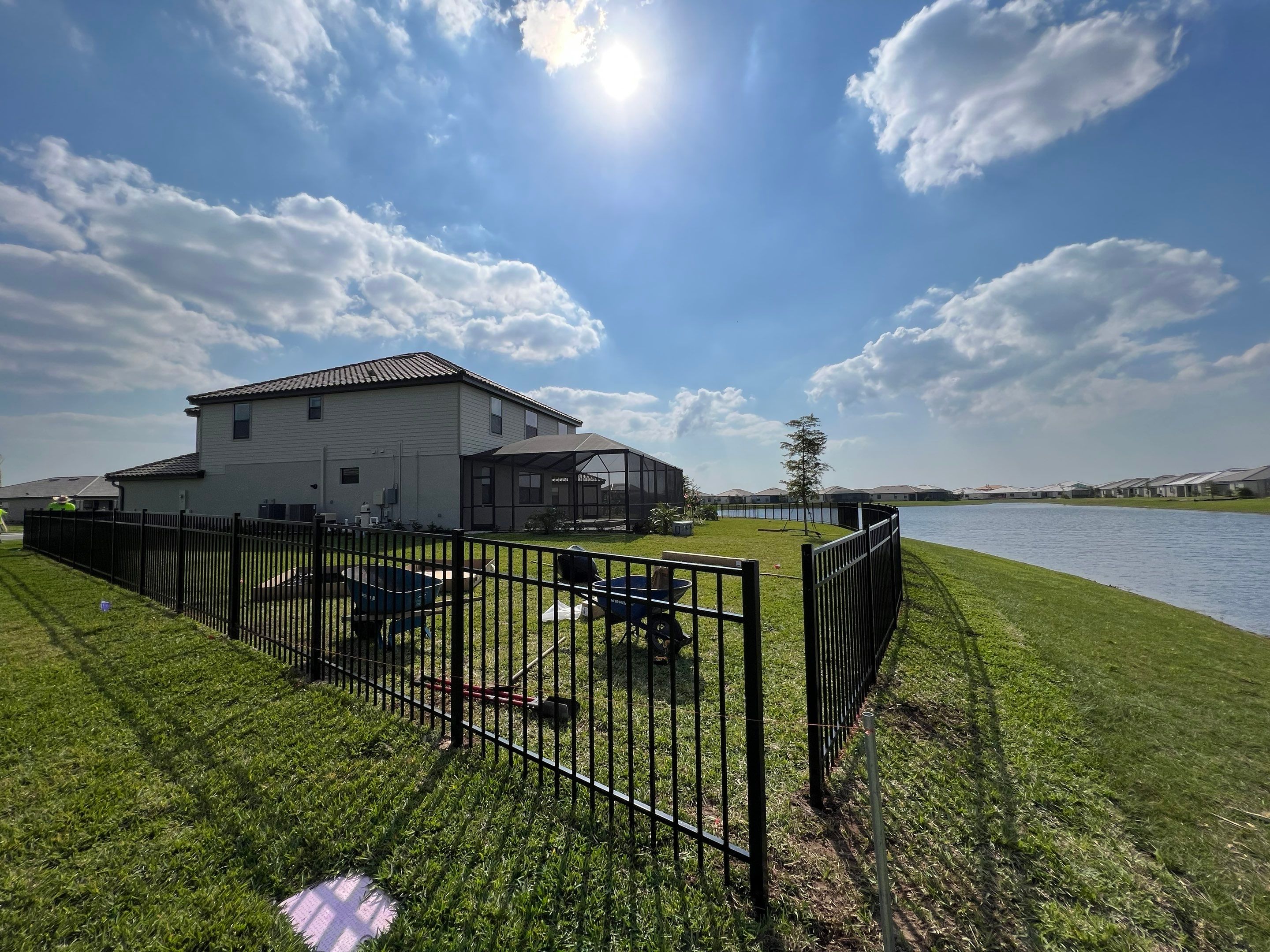Aluminum Fence Installation using Black 3 Rail Aluminum Fence by Asap fence and gates, LLC