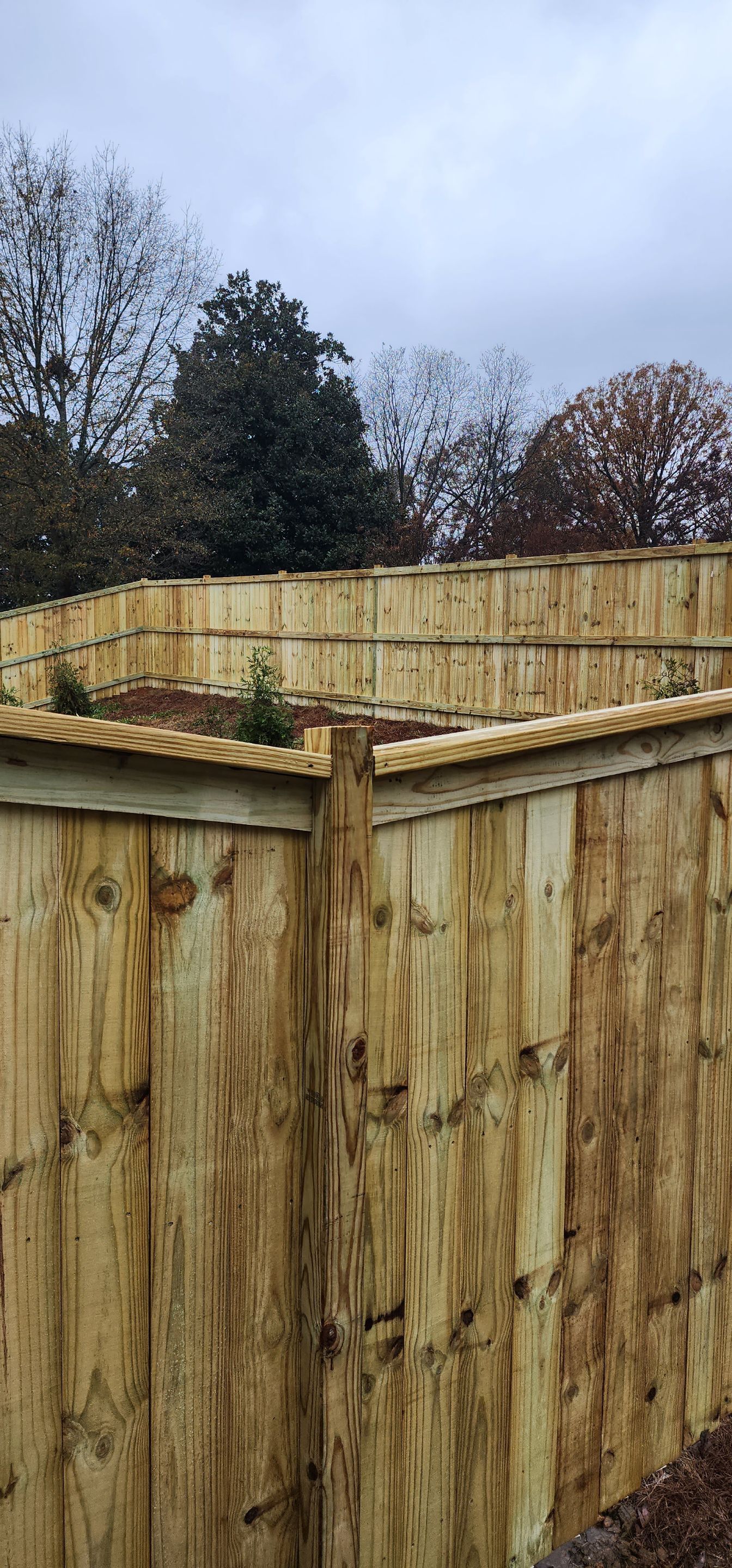 Fence Installation of Capped Wood Privacy by Titans of Timber Fence & Stain