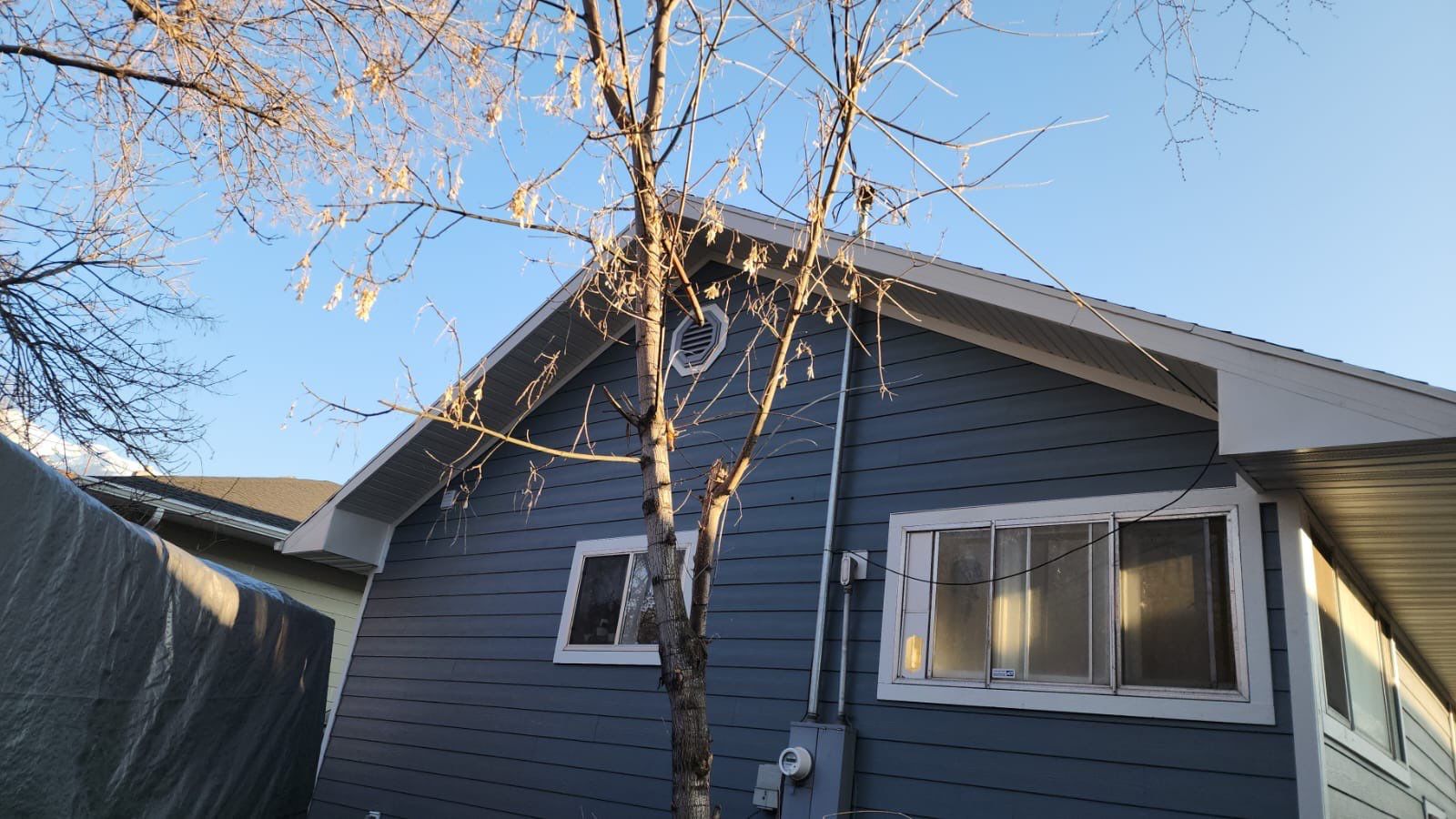 Ogden | Custom Hardie Transformation | Boothbay Blue & Summer Wheat Shakes by Ideal Siding Utah