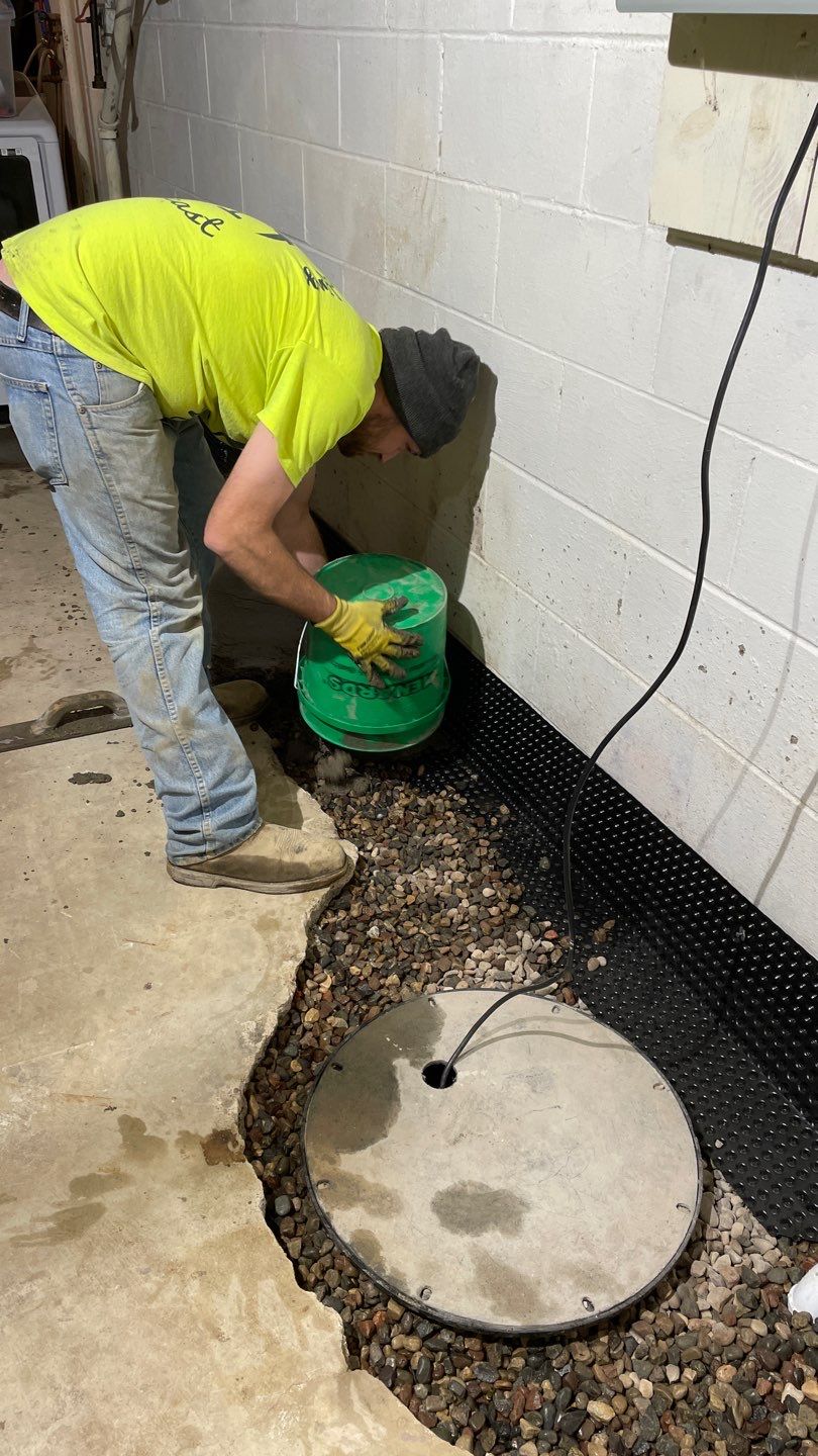 Drain tile & a sump pump for Ruth by Waterproofing Northeast
