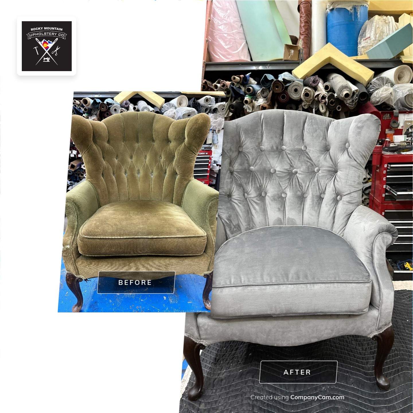 Wingback Chair by Rocky Mountain Upholstery Co