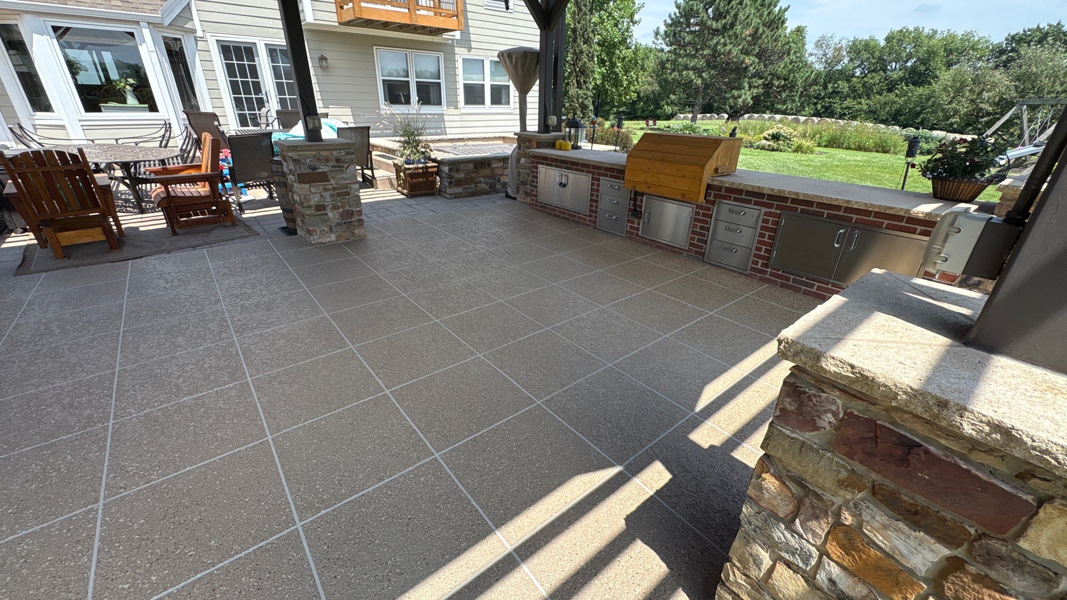 Custom Back Patio Resurface - Kearney, MO by Big Red Decorative Concrete, LLC