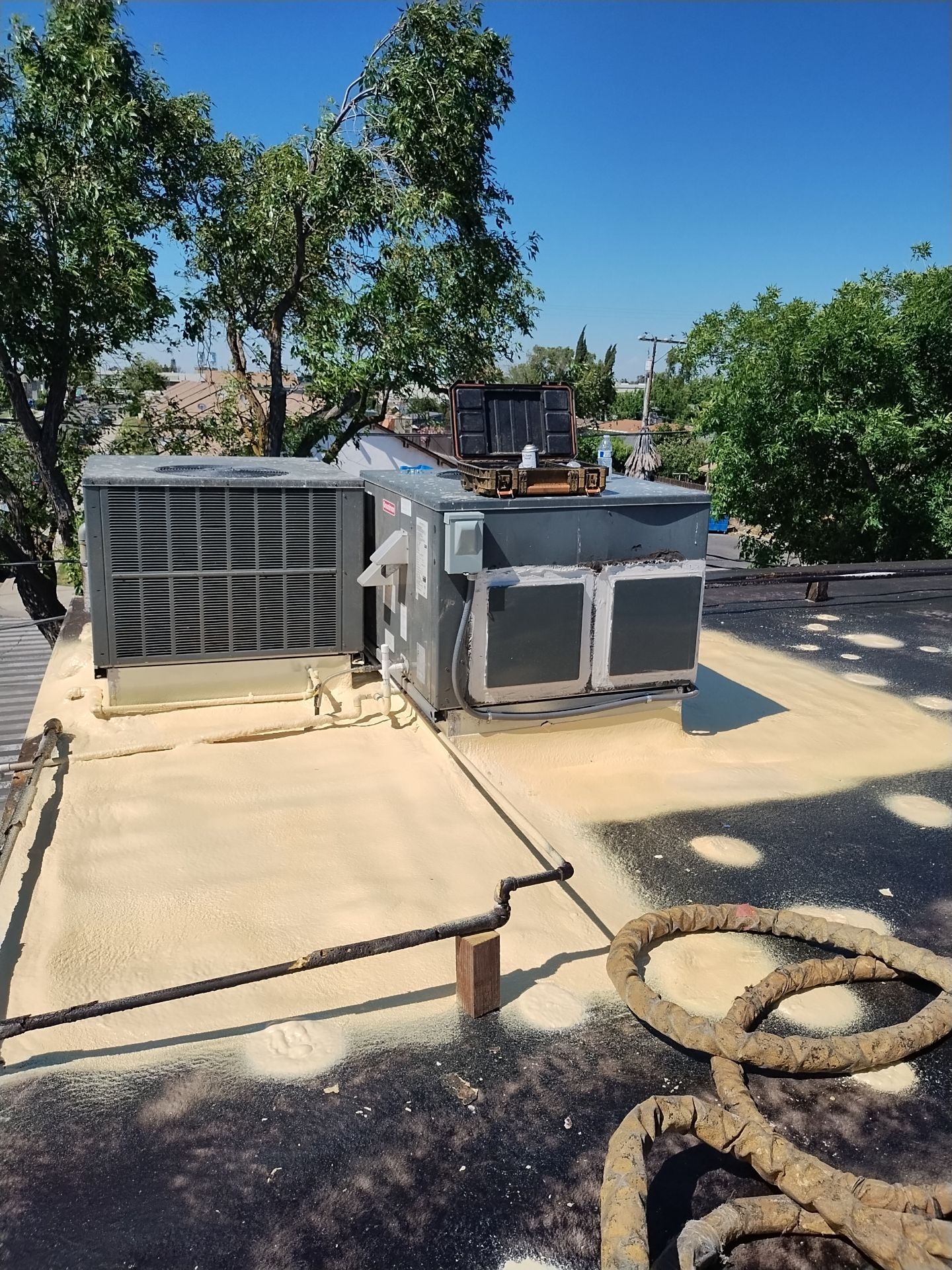 Foam Refurbish using General Coatings acrylic coatings and spray foam by Straight Edge Roofing Inc