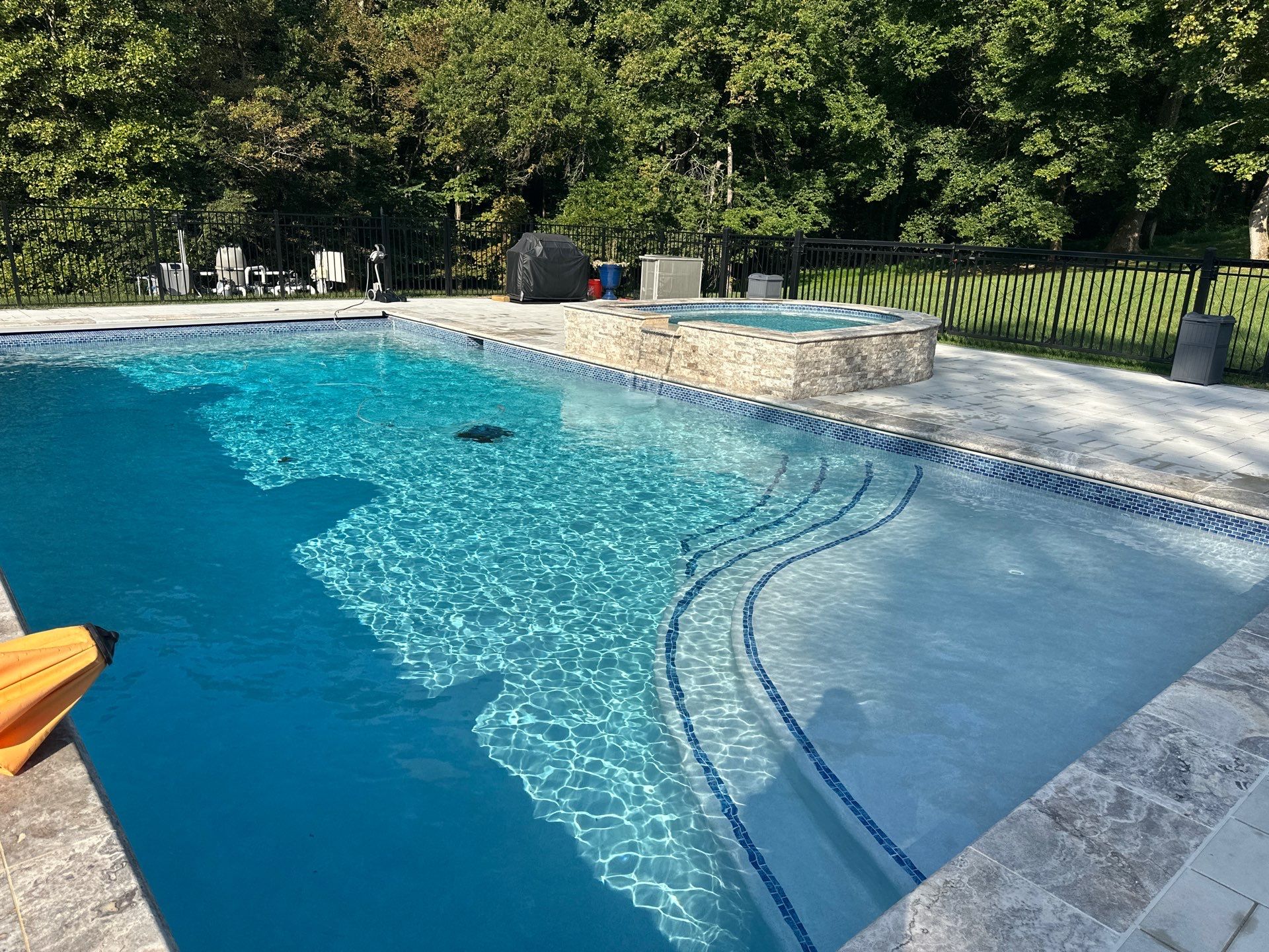 Gunite Pool w/ Spa and Water Features  by Elysium Pools