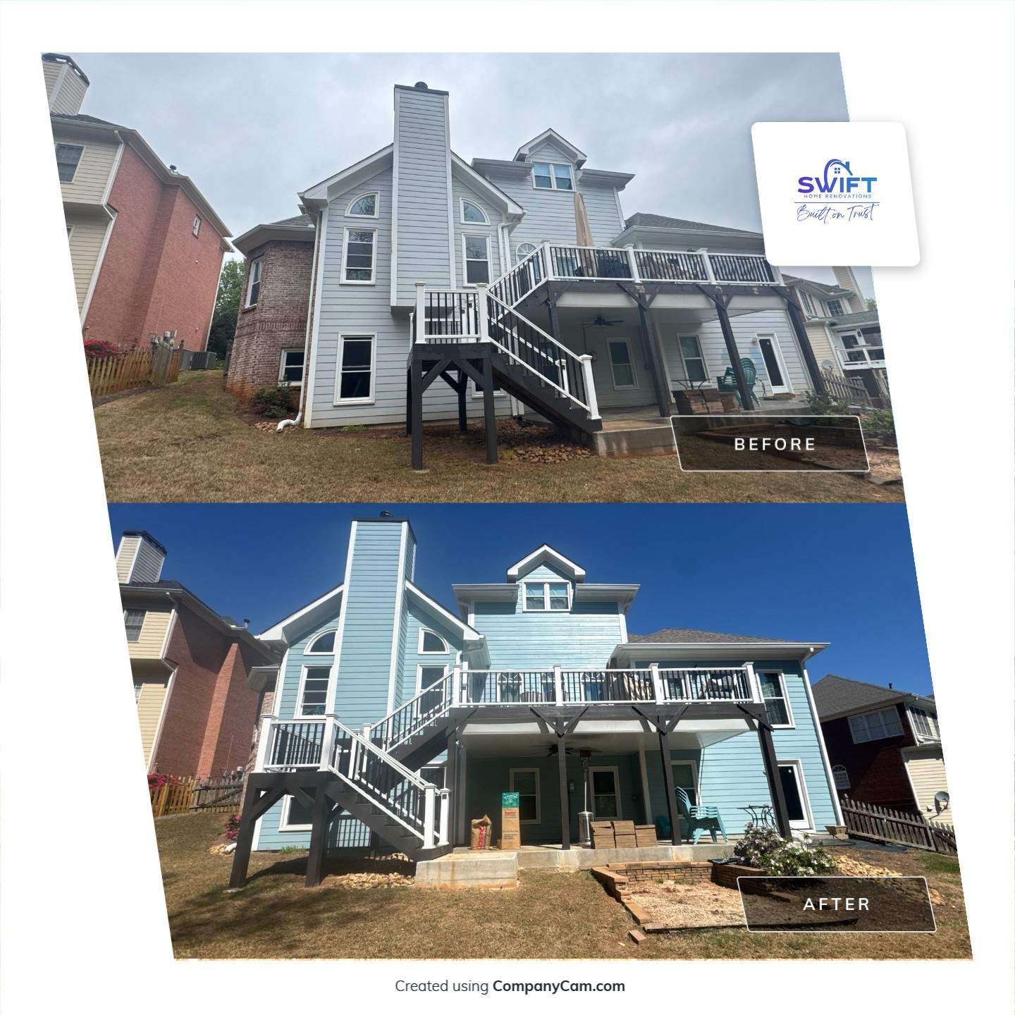 Full Exterior Home Painting for Multi-Story Residence in Marietta by Swift Home Renovations