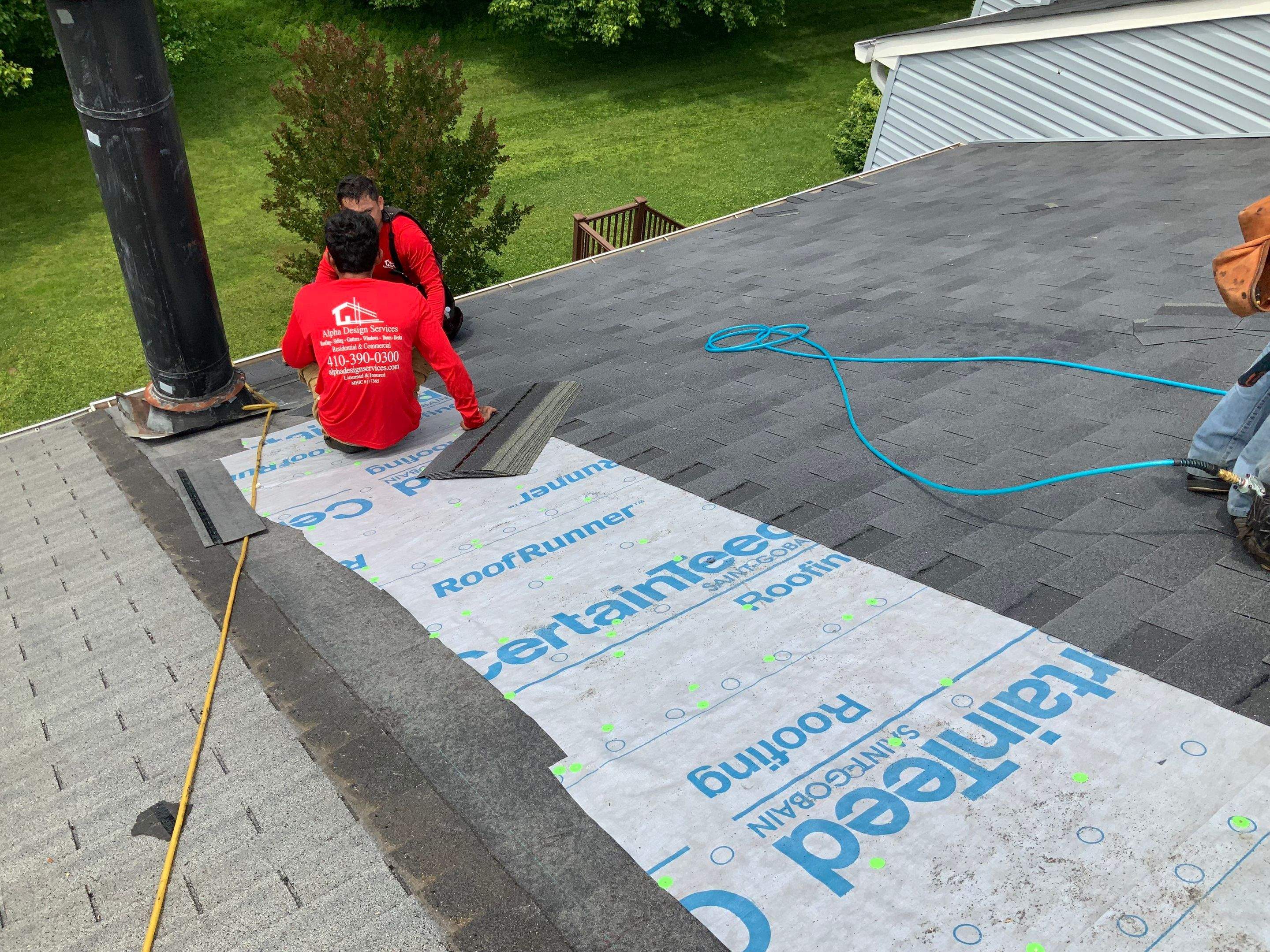 Residential Roofing Installation using XT-25 Color Moire Black by Alpha Design Services