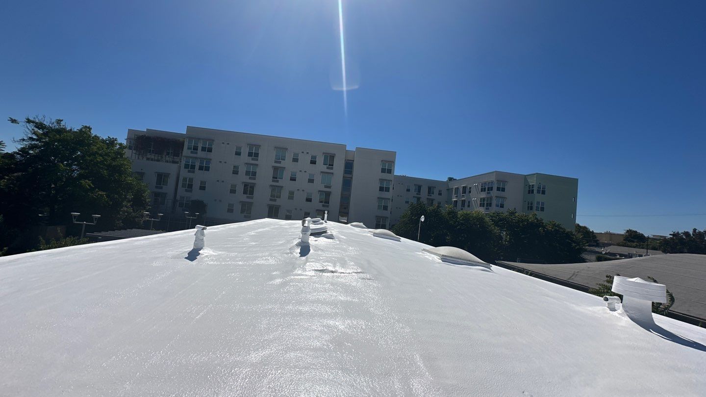 Foam Refurbish using Conklin Benchmark/PUMA XL coatings and spray foam by Straight Edge Roofing Inc