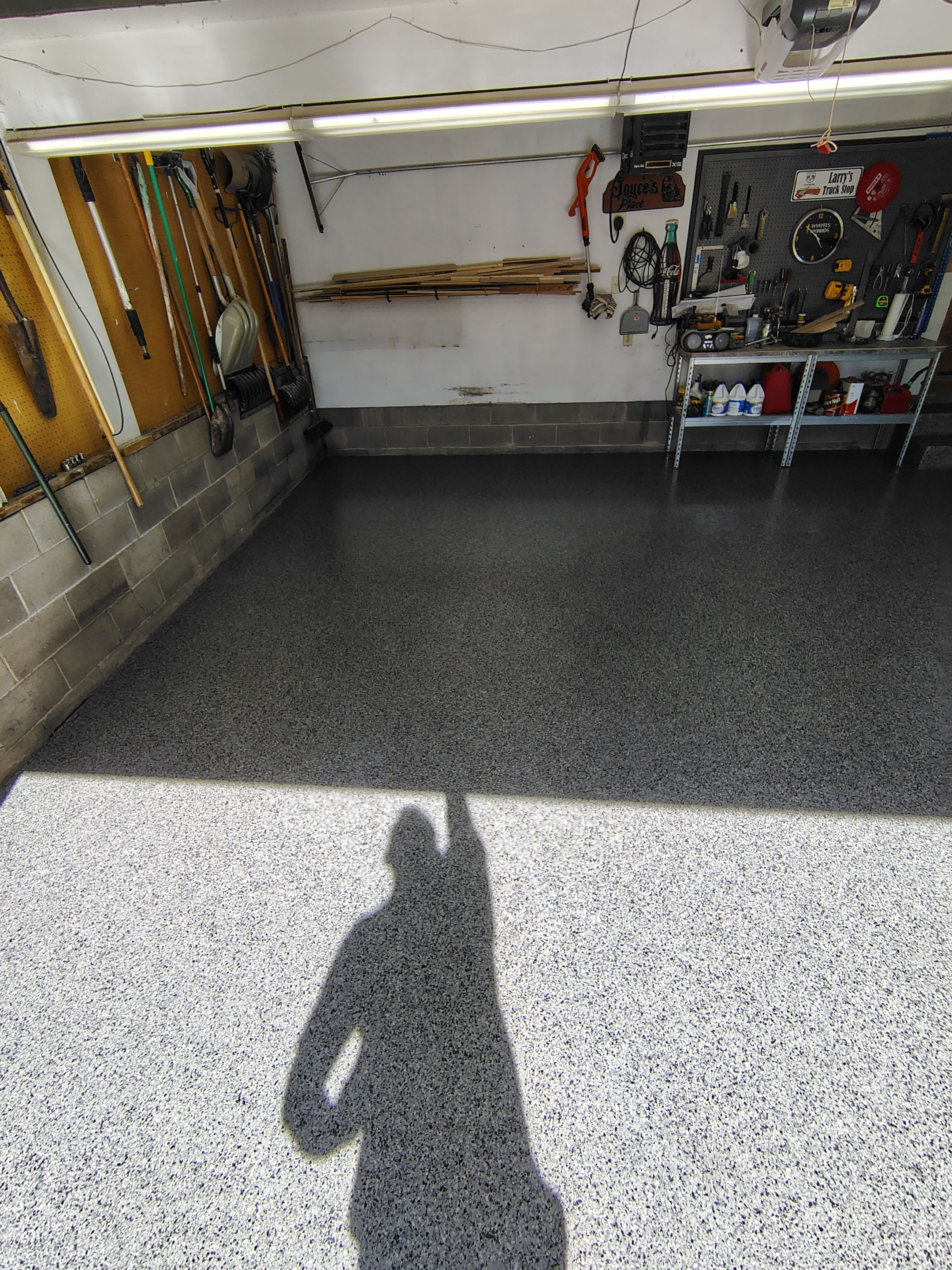 Nightfall Decorative Chip Garage Floor Coating in Luverne, Minnesota by Select Painting, Coatings & Garage Cabinets