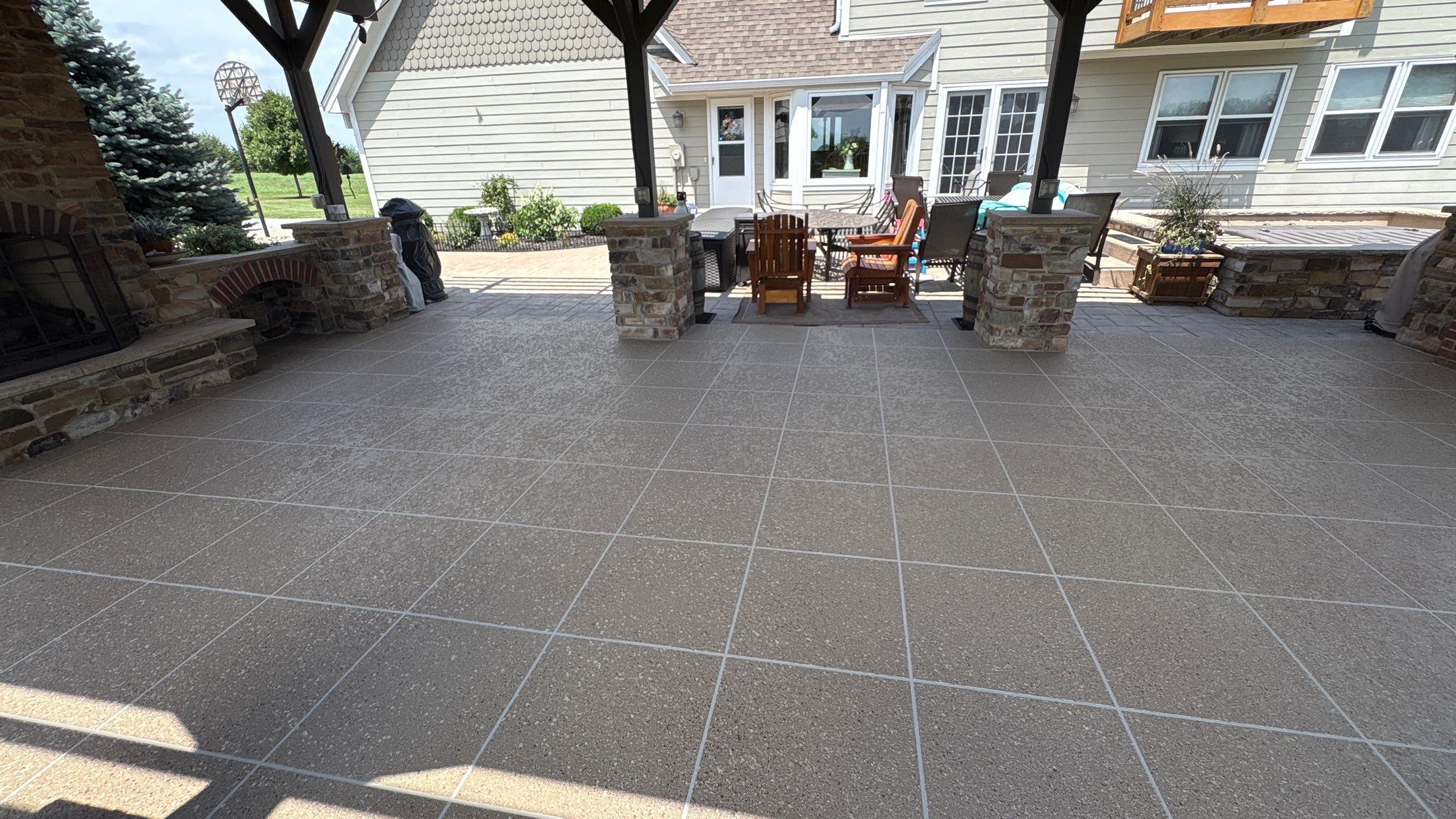 Custom Back Patio Resurface - Kearney, MO by Big Red Decorative Concrete, LLC